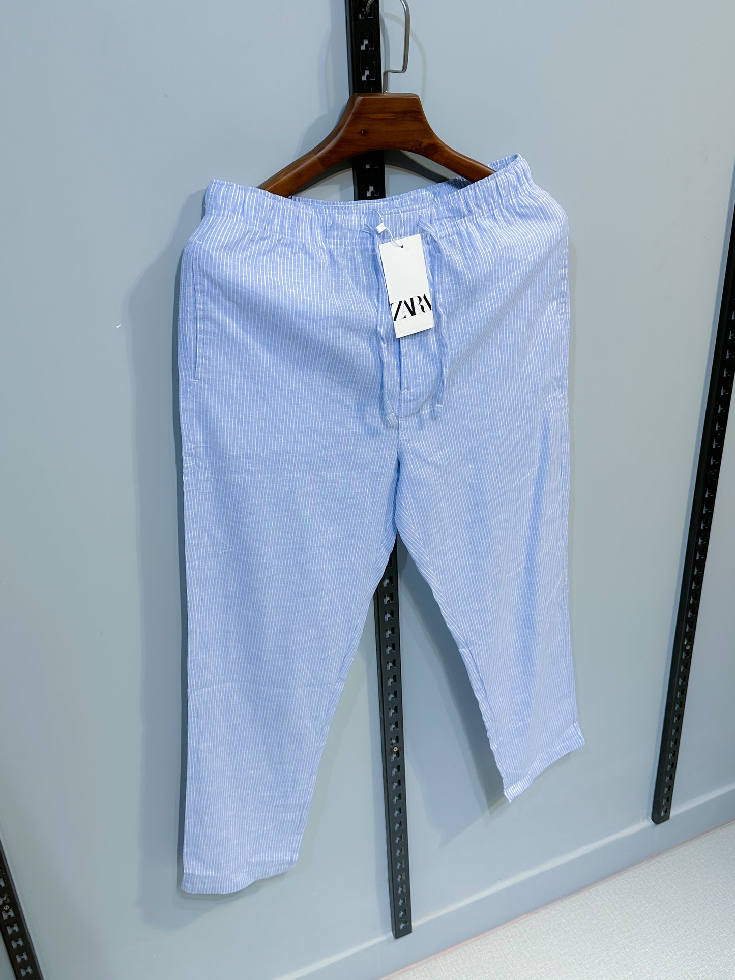 Remi Cotton Trouser - Sky Blue stripe