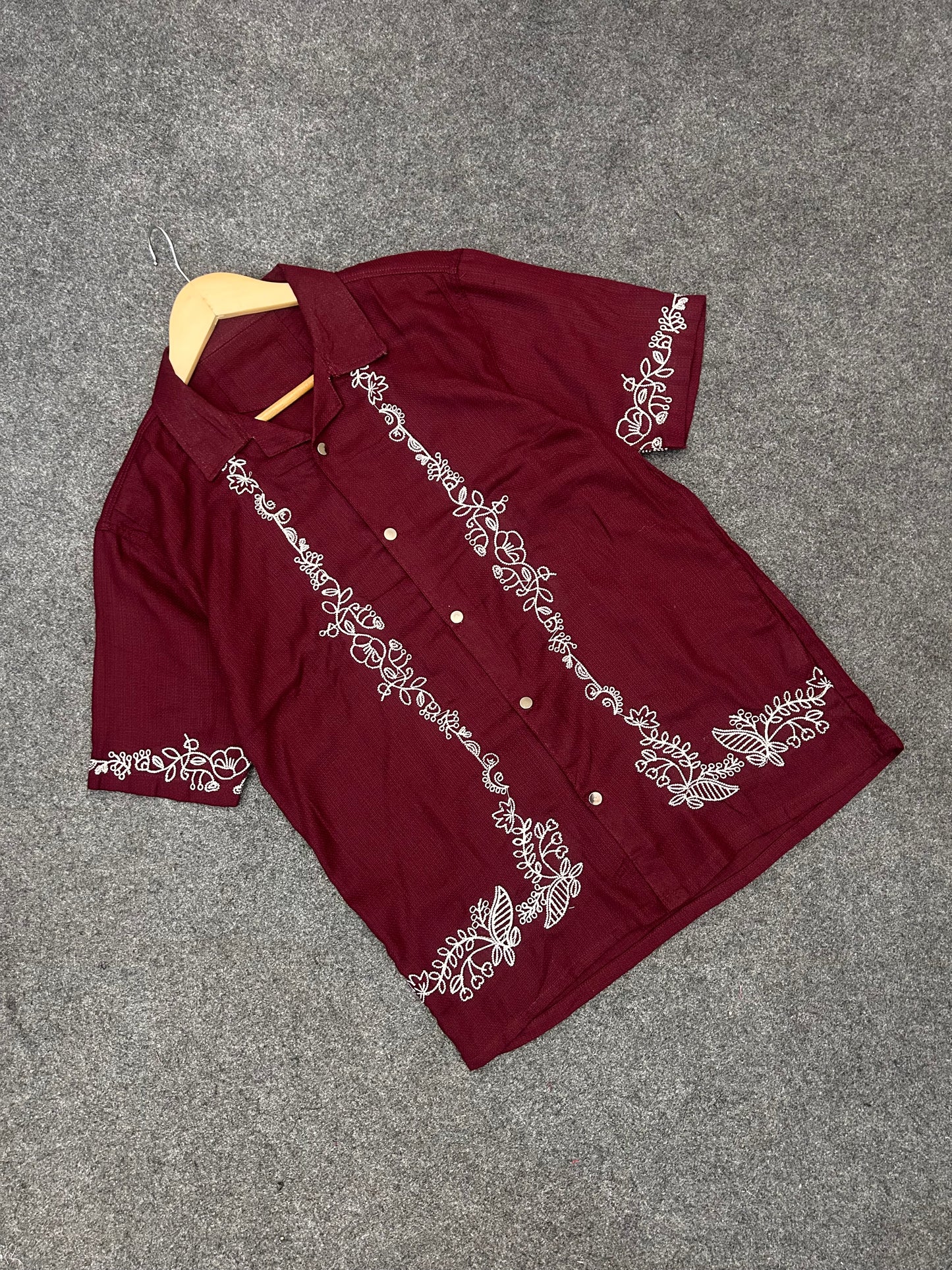 Maroon Blooming Cuban Shirt