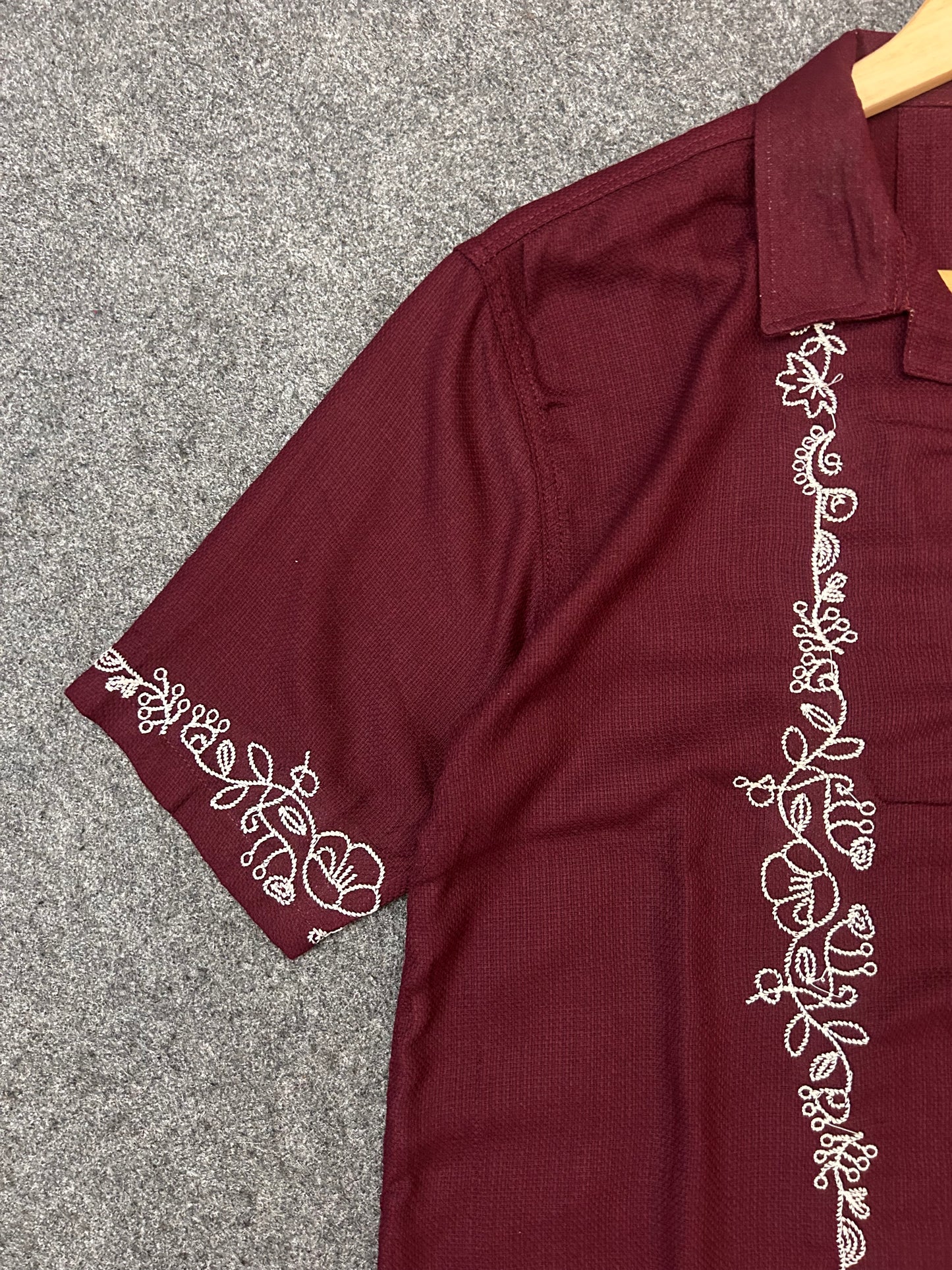 Maroon Blooming Cuban Shirt
