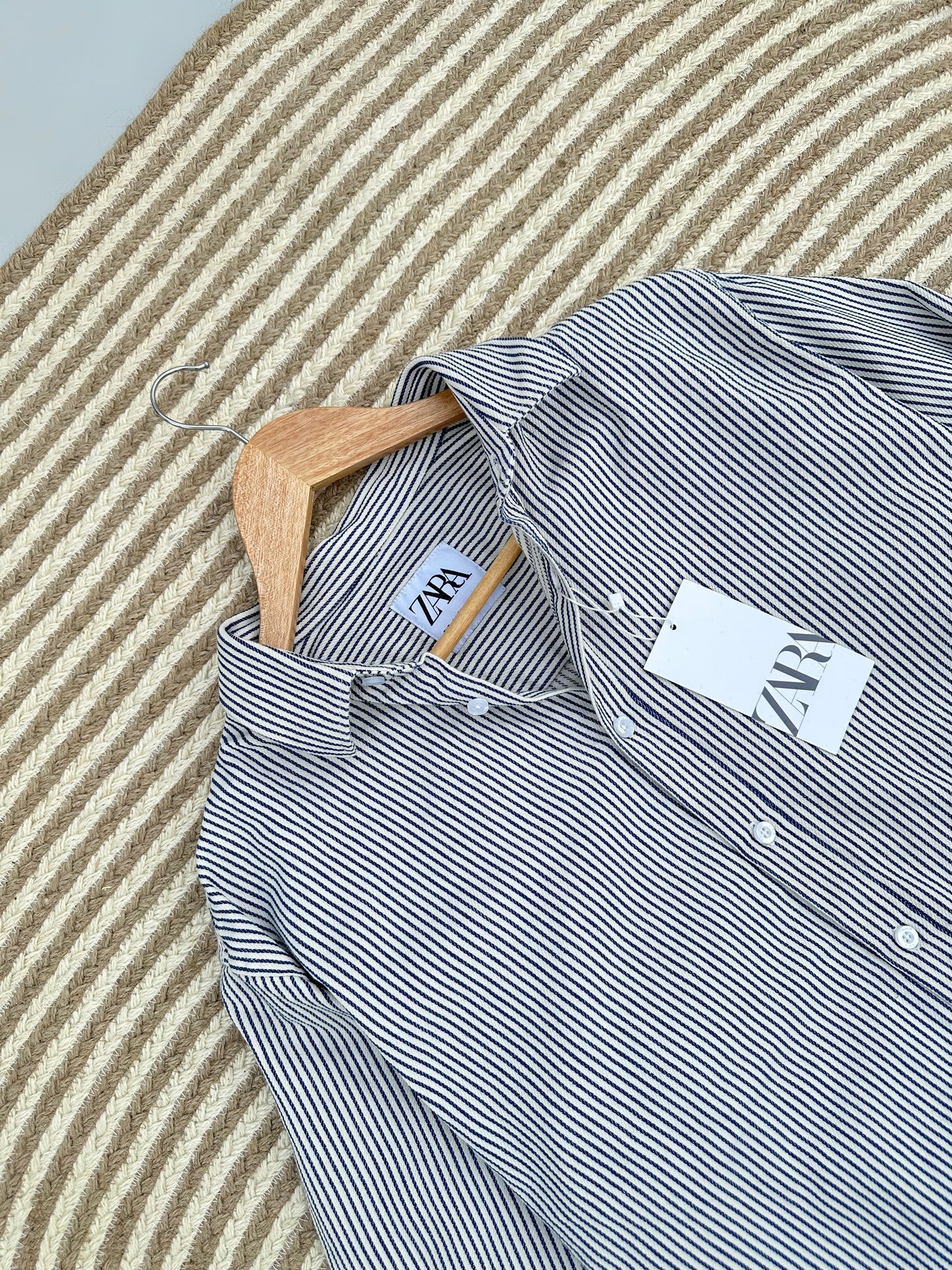 Rich Full Sleeve - White with Blue stripe