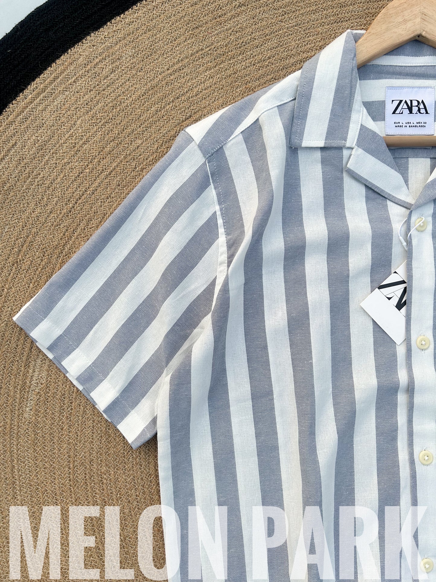 White-Grey stripe Old Money Cuban Shirt