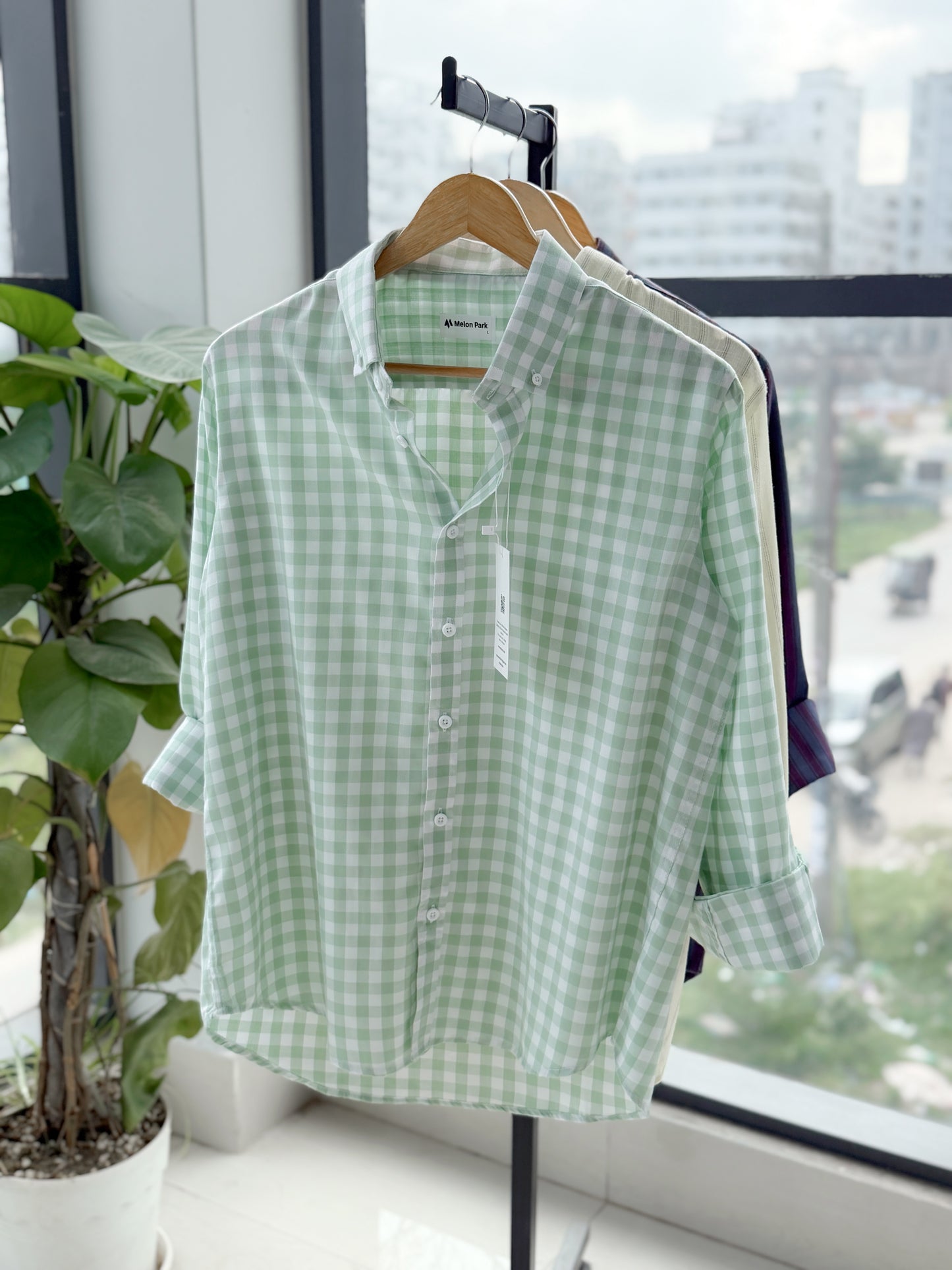 Gentle check shirt - Mint drift