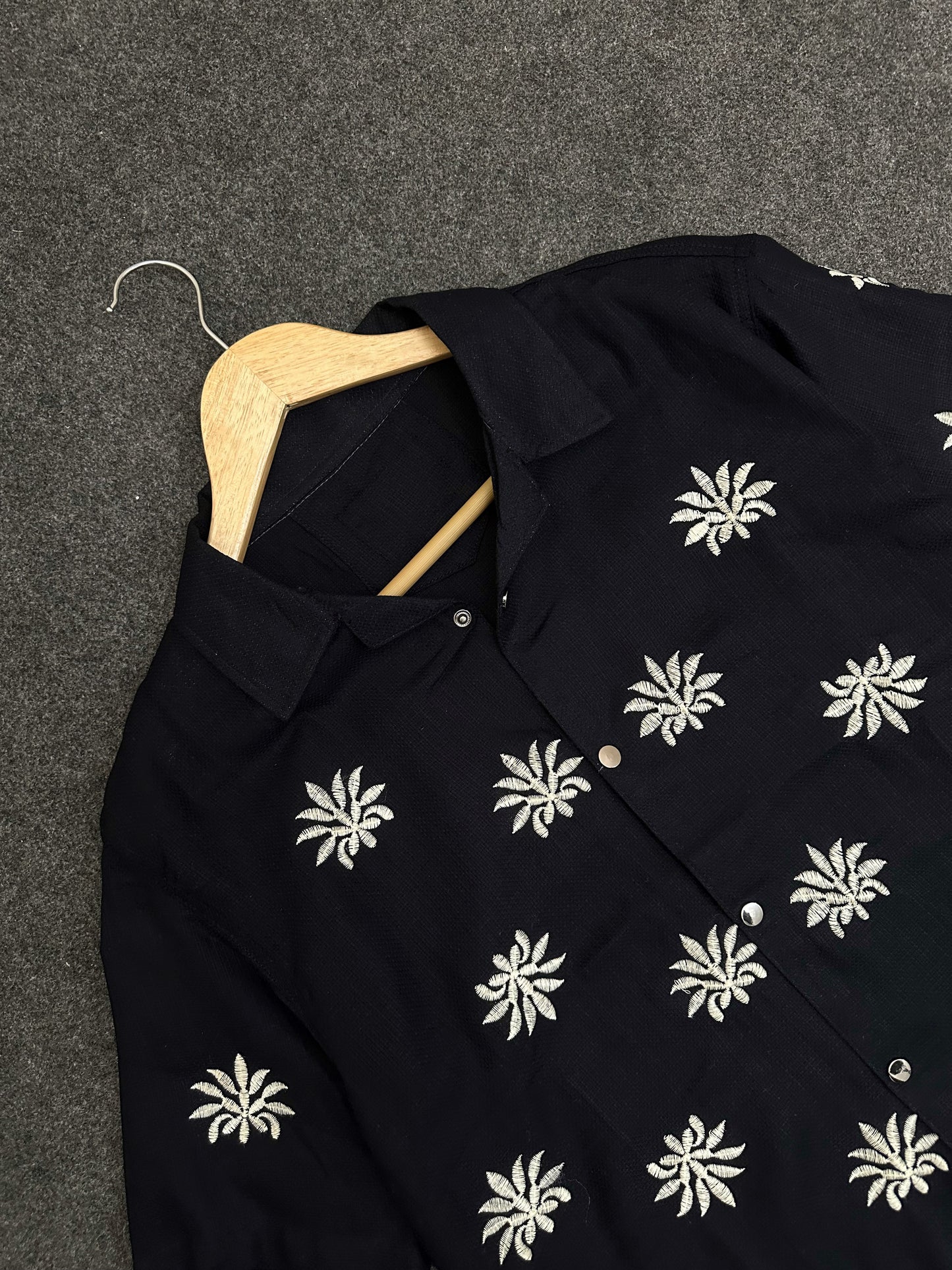 Black Floral Cuban Shirt