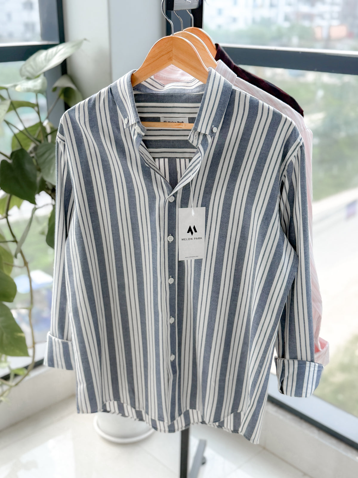 Gentle stripe shirt - Slate Seaside stripe
