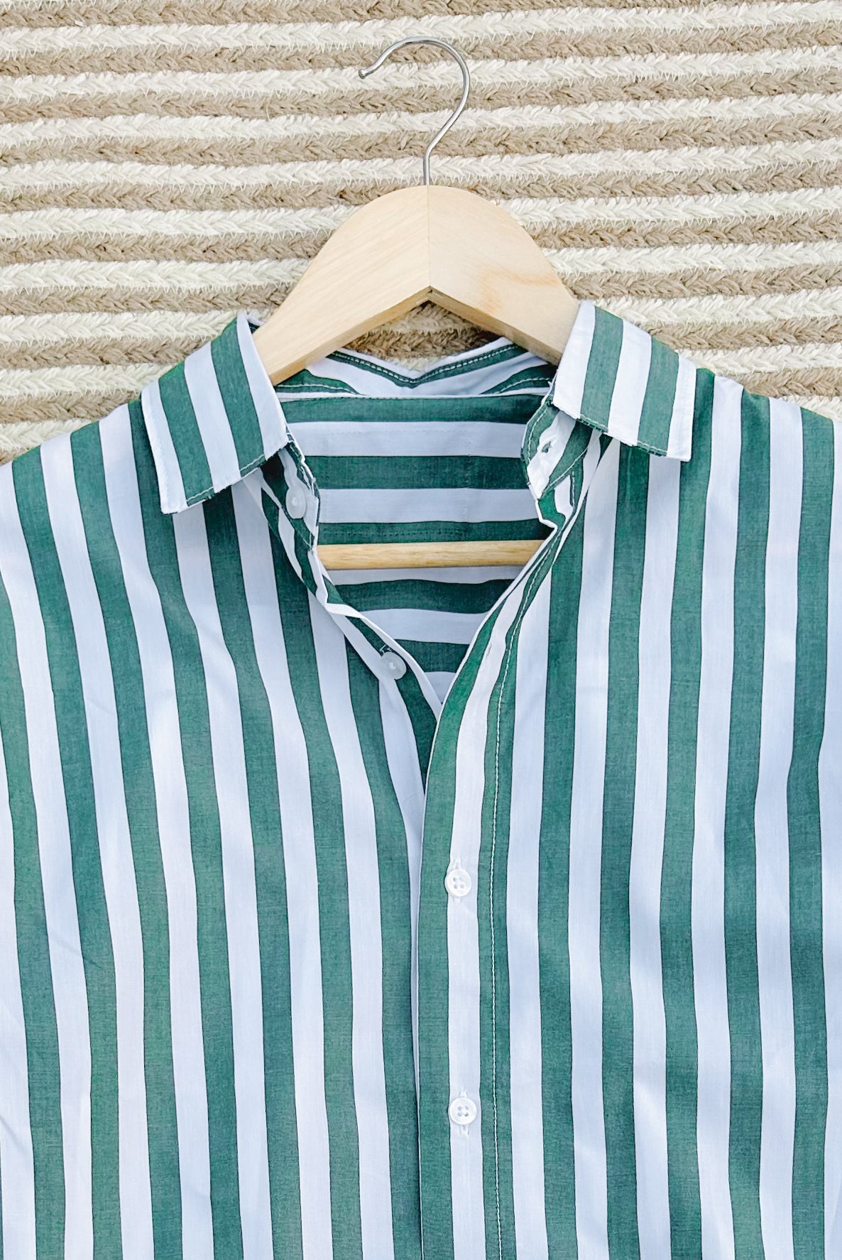 Gentle stripe shirt - Green With white