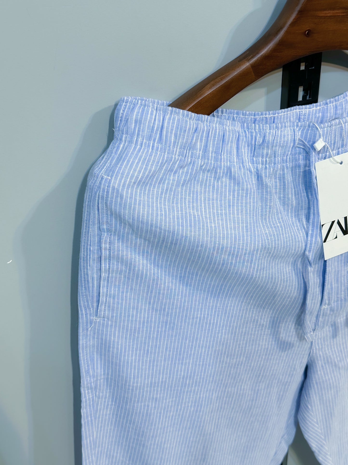 Remi Cotton Trouser - Sky Blue stripe