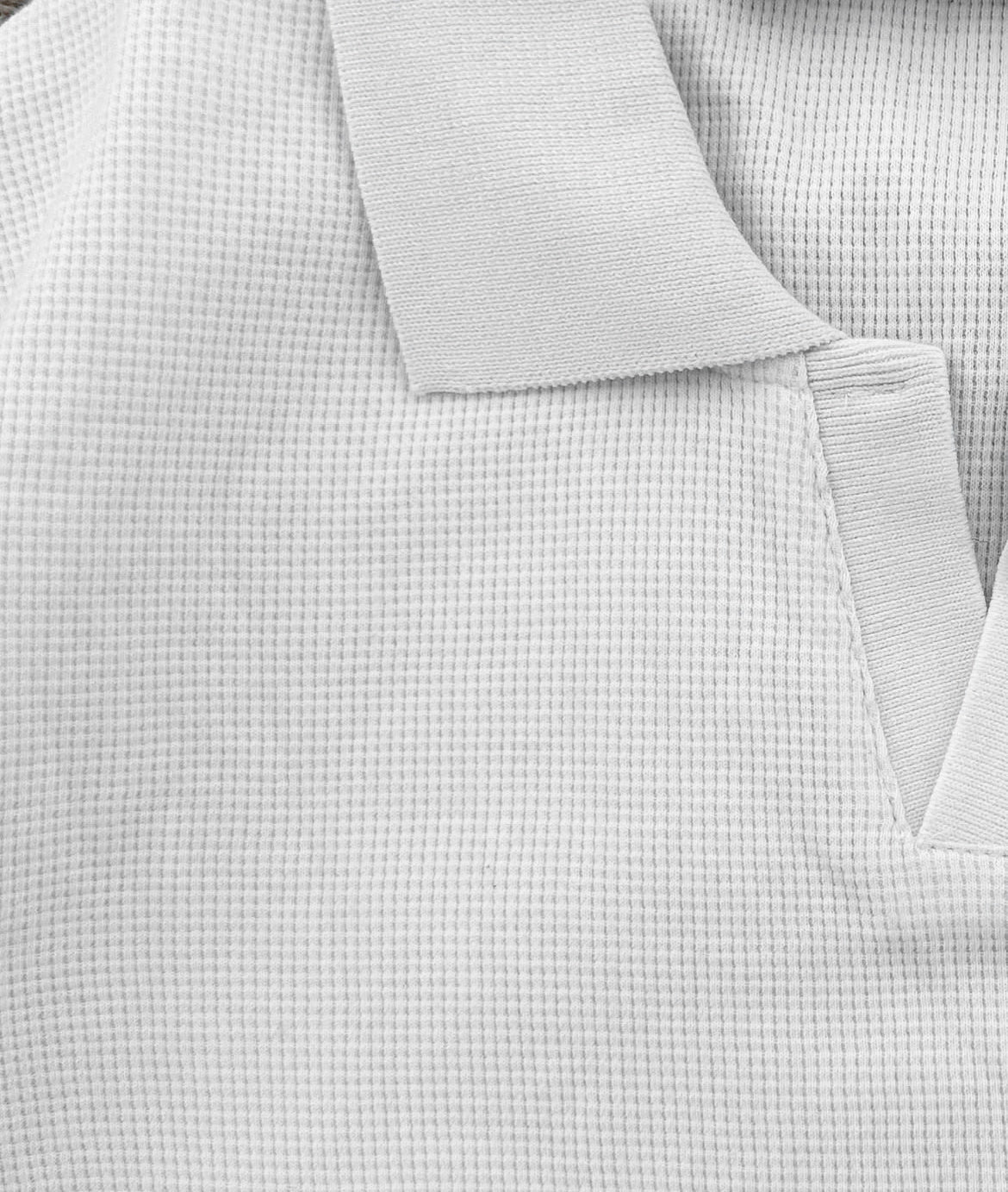 Pure White Thermal Waffle polo