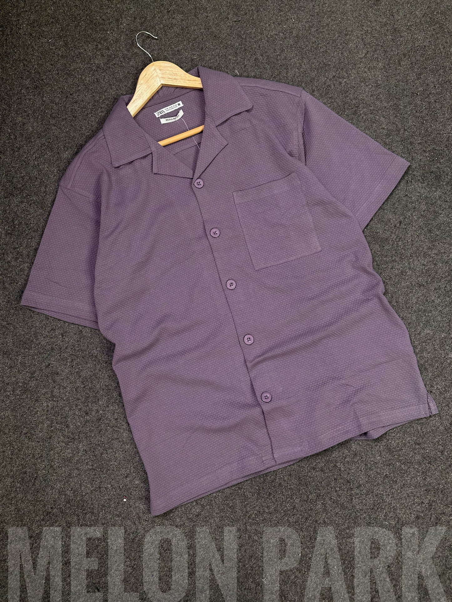 Purple Dropshoulder Cuban Shirt