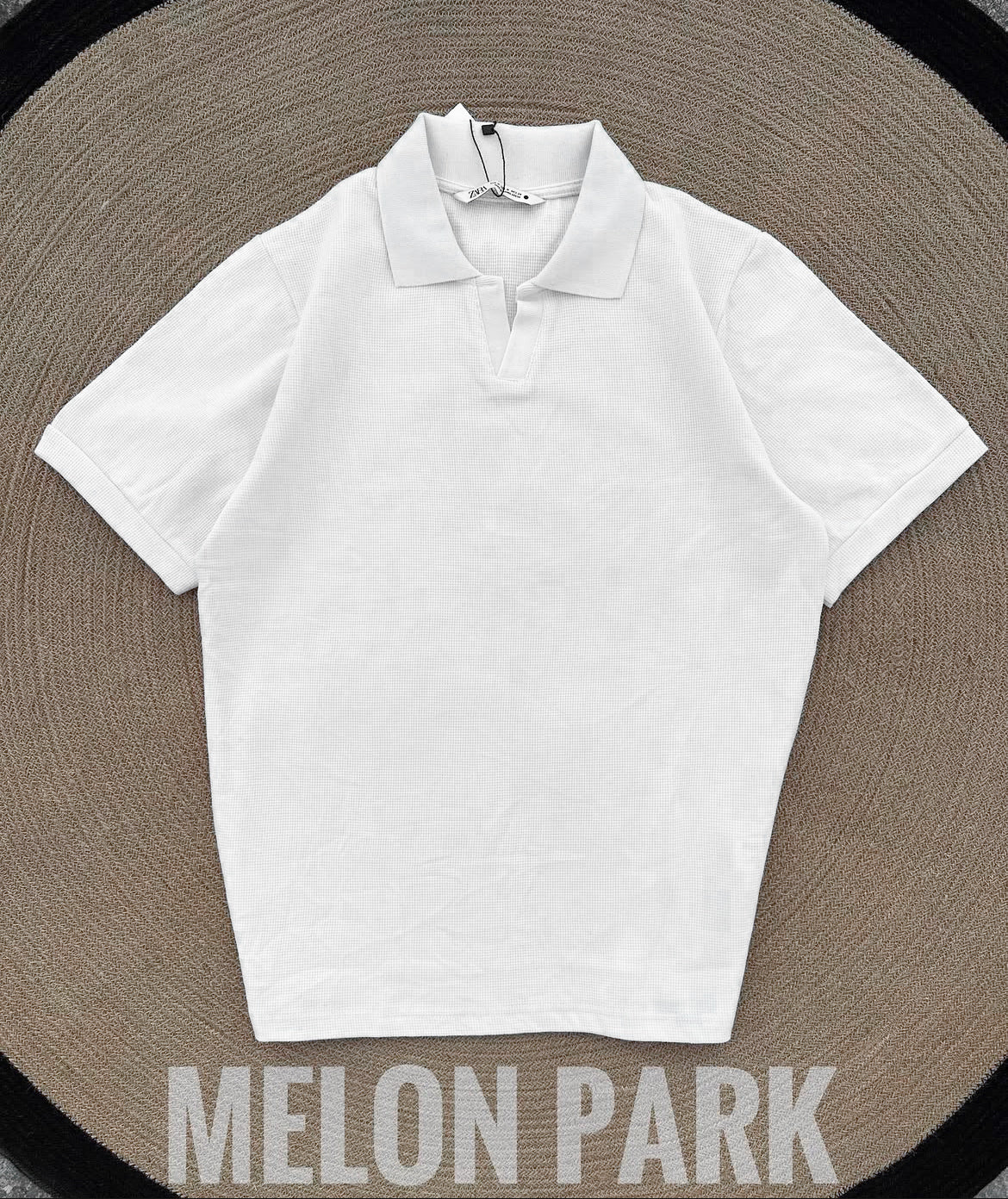 Pure White Thermal Waffle polo