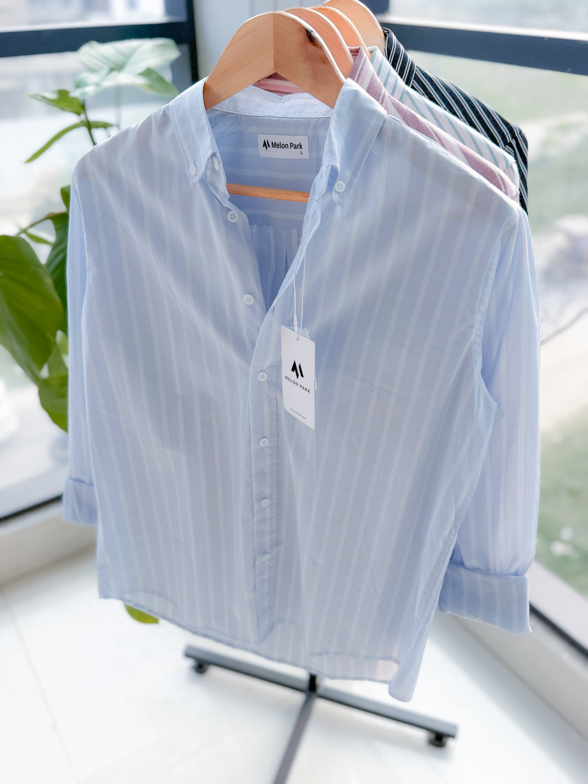 Gentle stripe shirt - Powder Sky