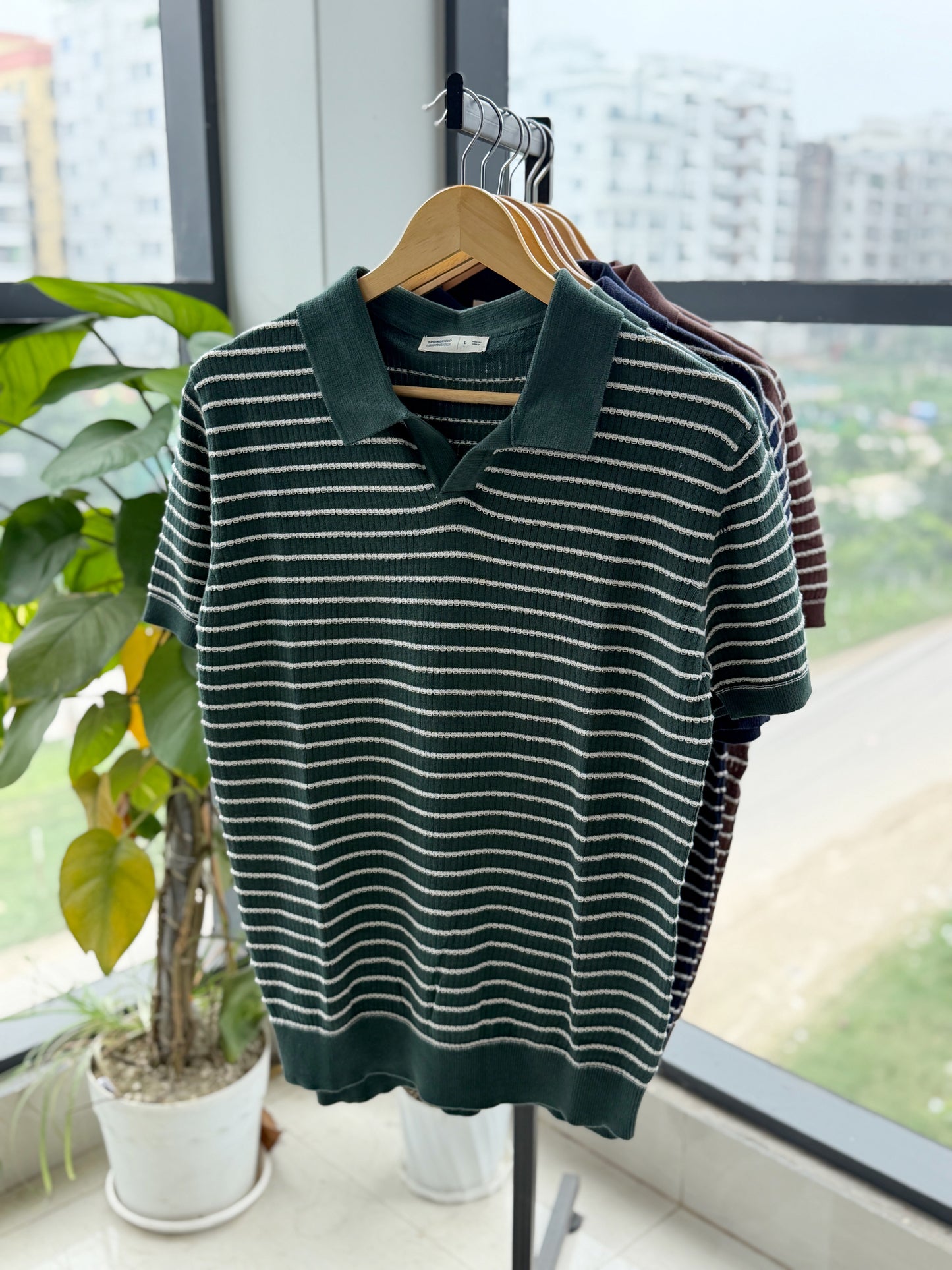 Cabana Knitted Polo - Bottle Green
