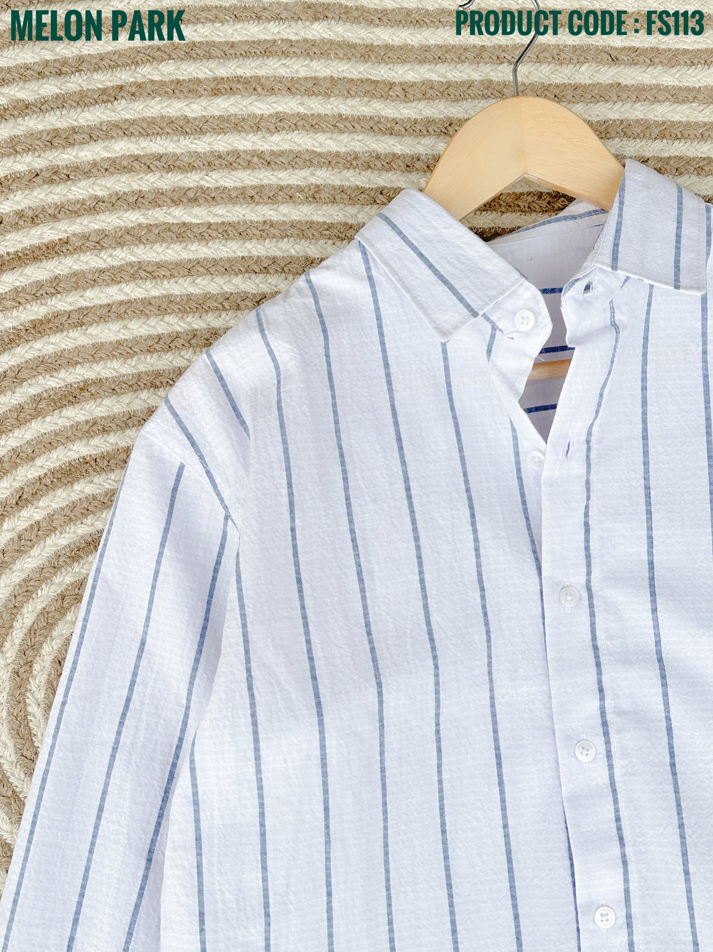 Gentle stripe shirt - White with Blue | FS113