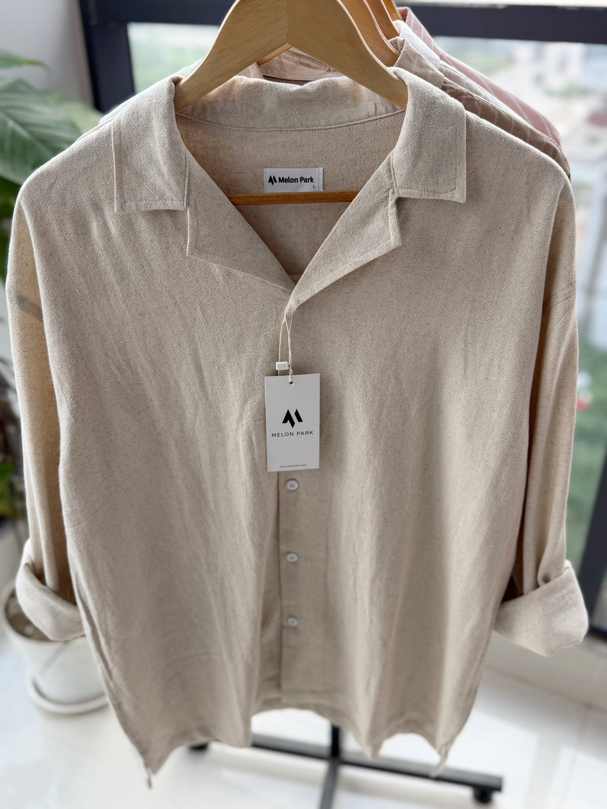 Drop-shoulder Cuban full sleeve shirt - Textured Off White