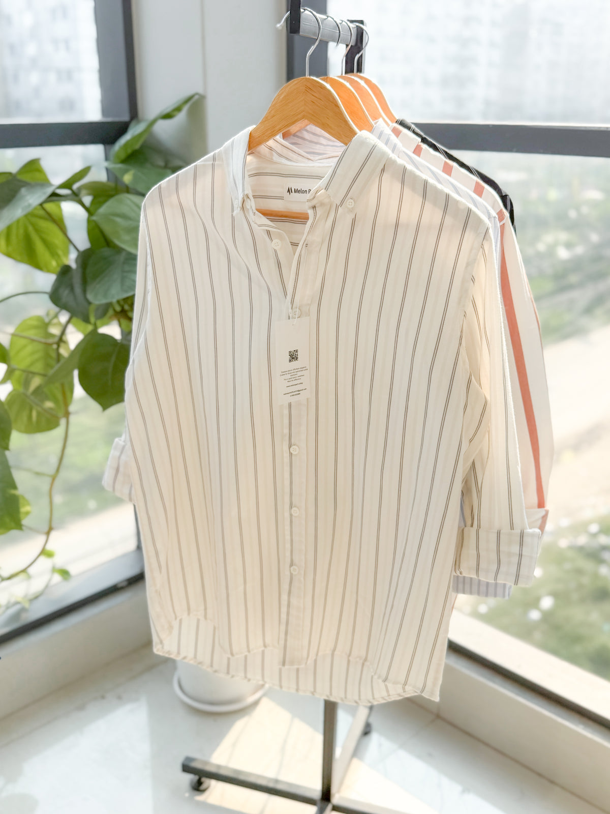 Gentle stripe shirt - Parchment Trace