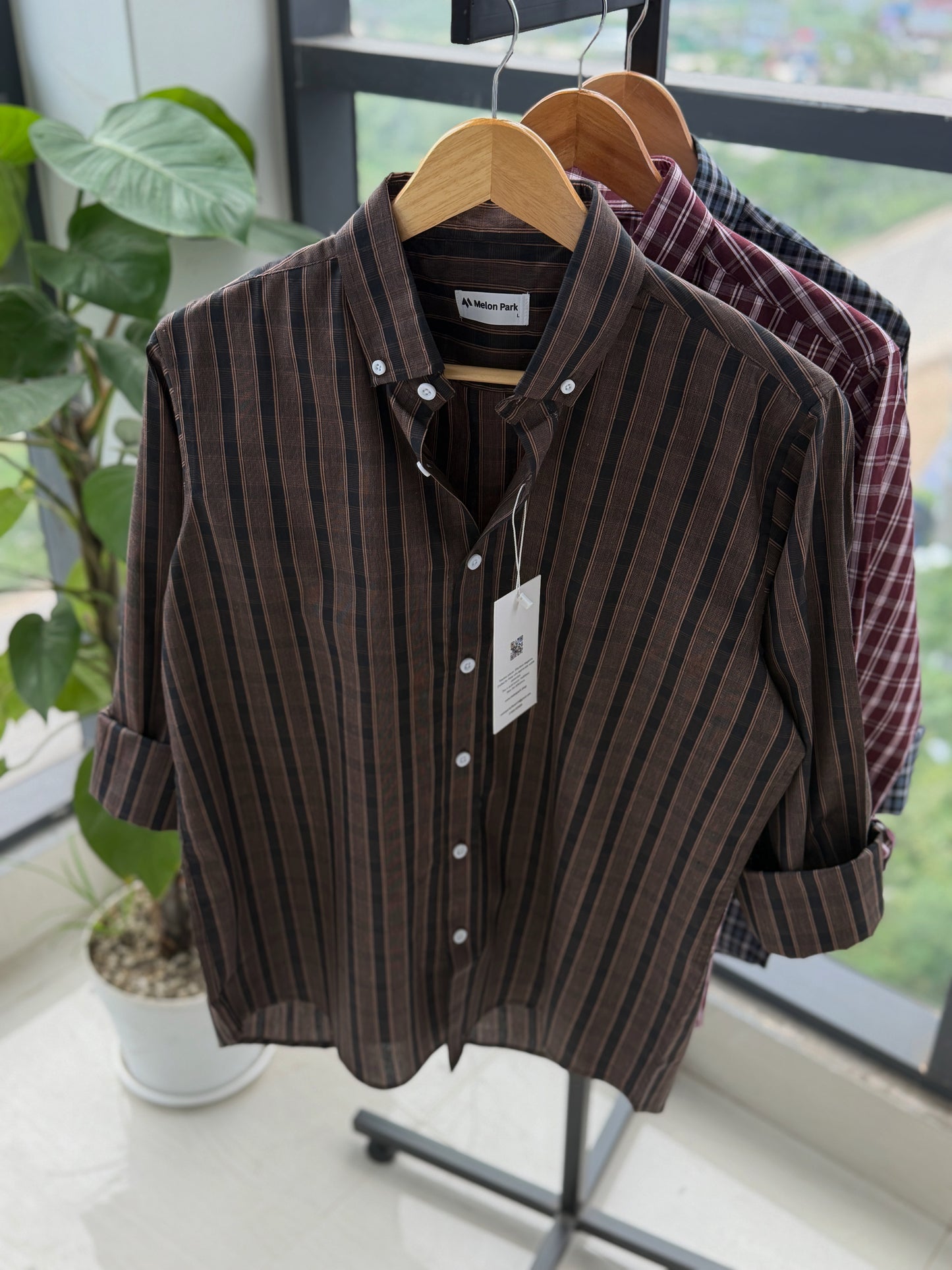 Gentle check shirt - Walnut