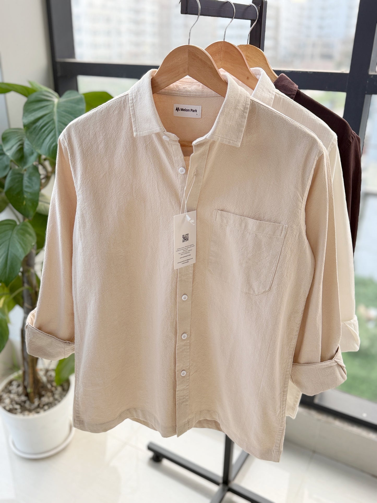 Drop-shoulder boxy shirt - Off White