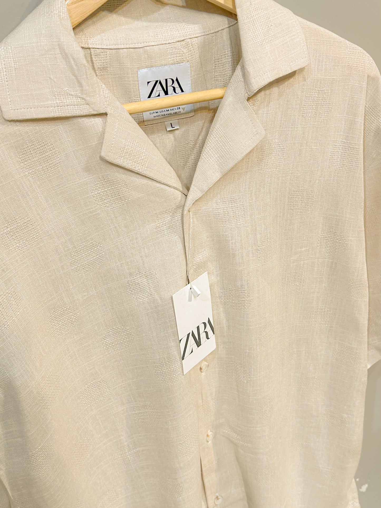 Cuban half shirt - Textured Beige