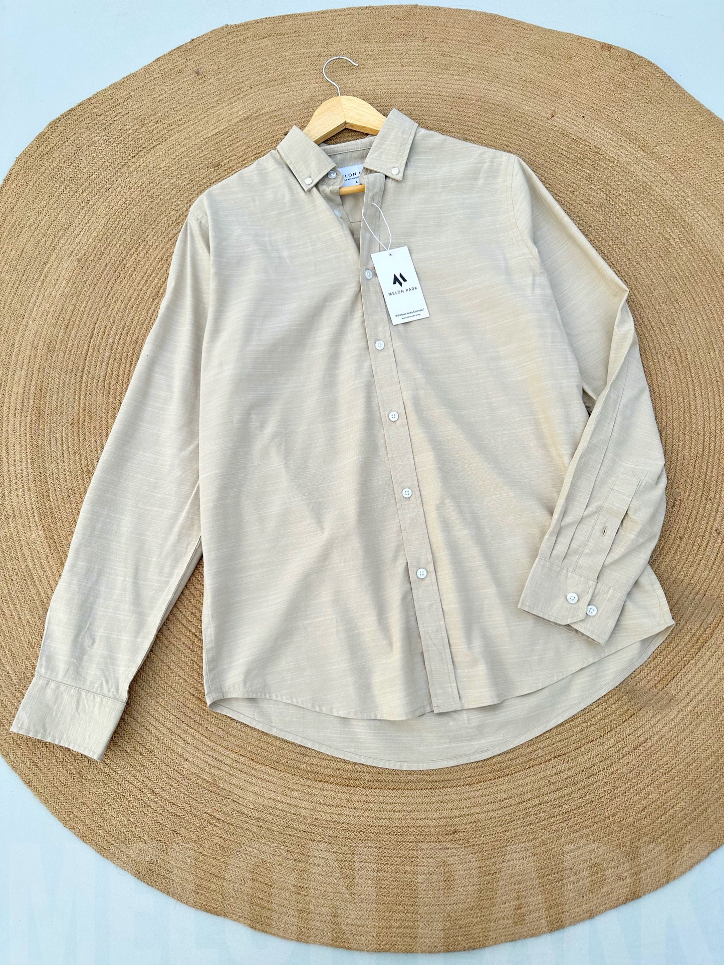 Linen Full sleeve Shirt- Light Beige
