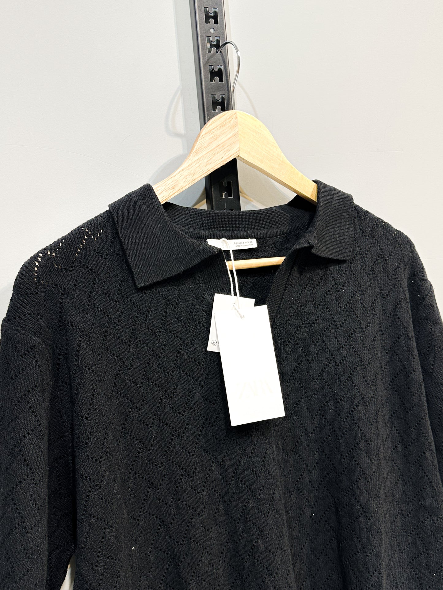 Knitted Polo - Zigzag Black