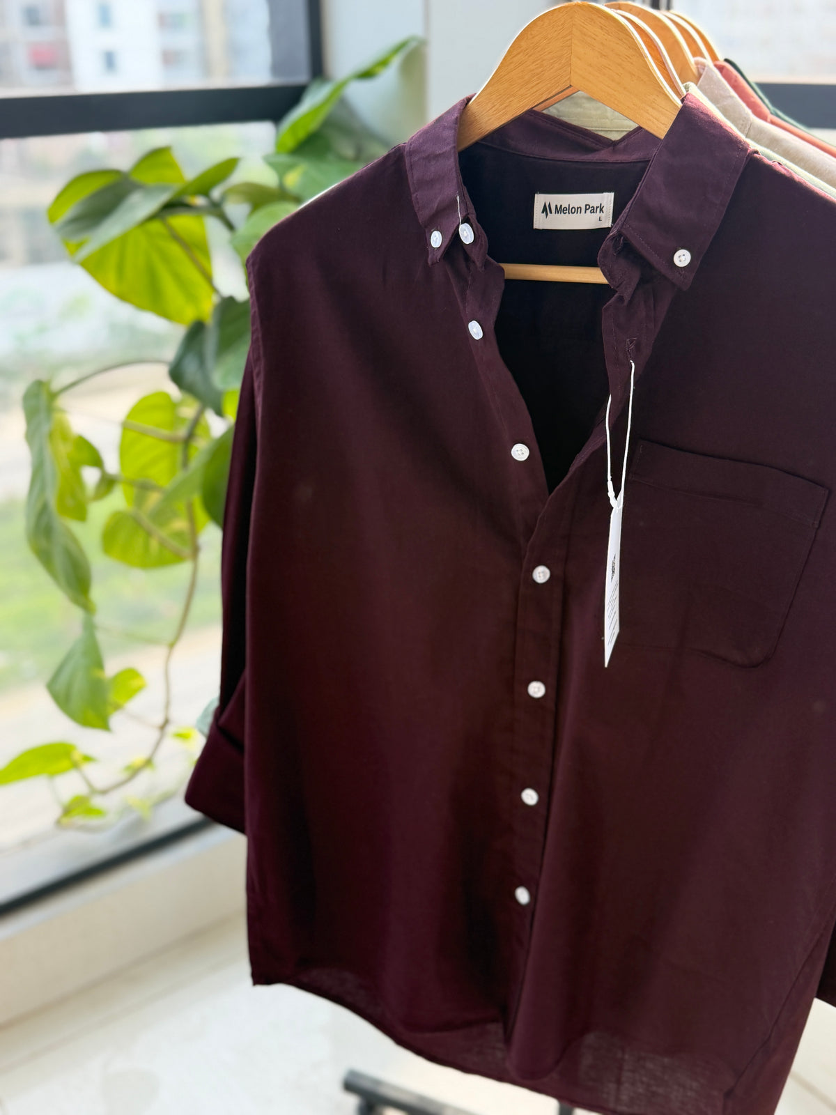 Chambray solid shirt - Wine