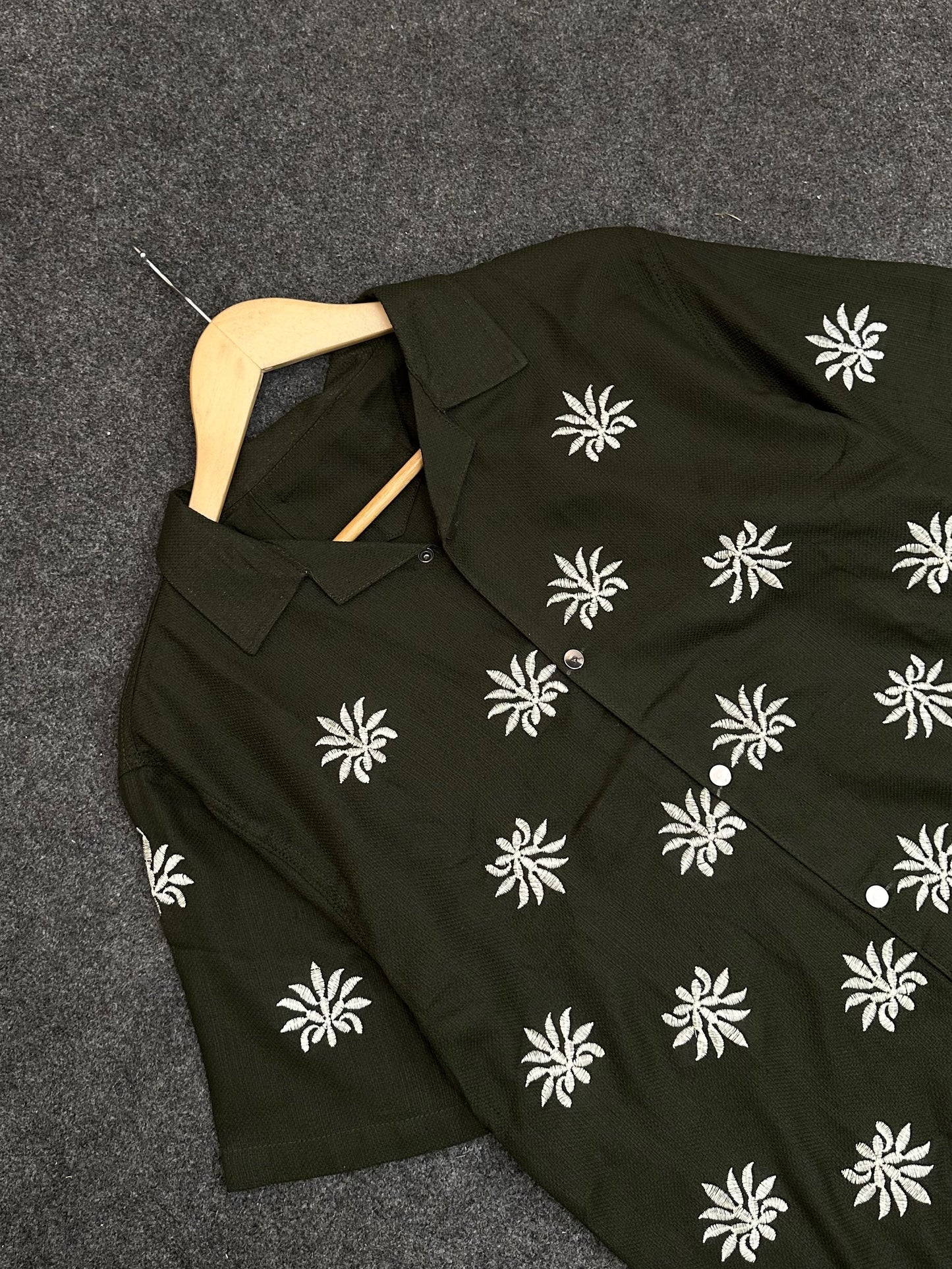 Olive Floral Cuban Shirt