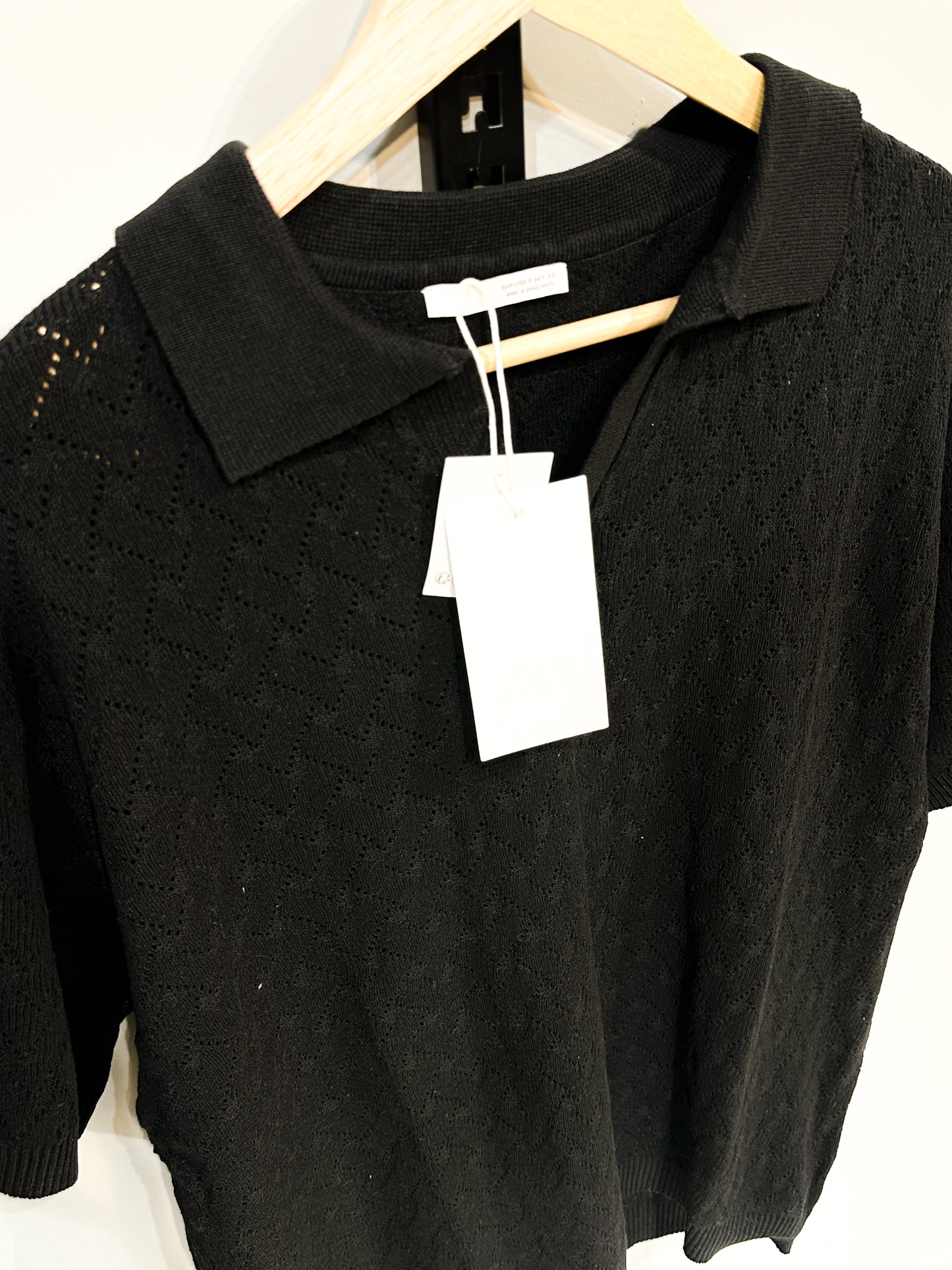 Knitted Polo - Zigzag Black