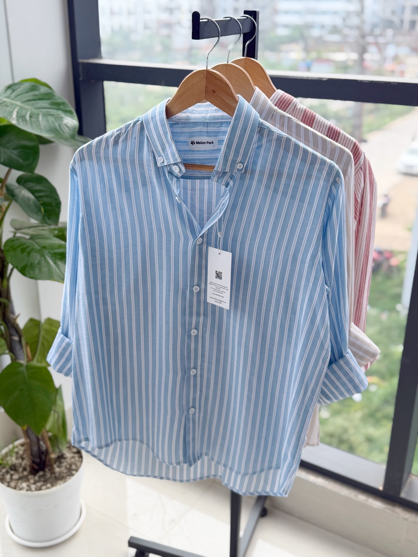 Gentle stripe shirt - Ice blue