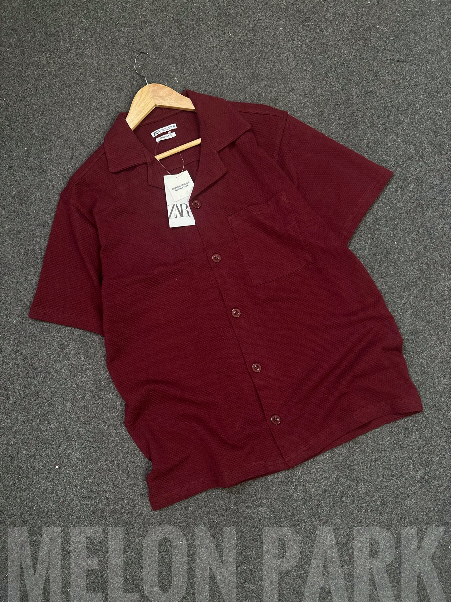 Maroon Dropshoulder Cuban Shirt