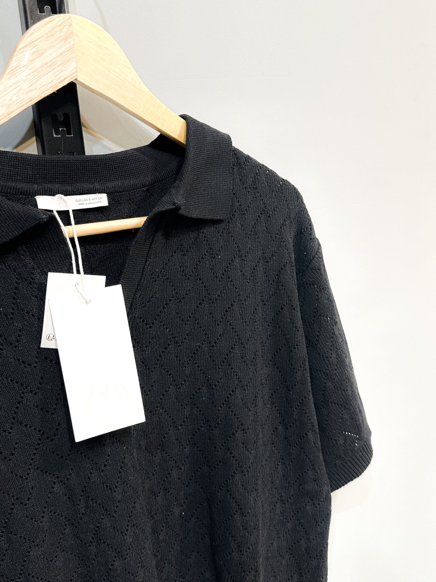Knitted Polo - Zigzag Black
