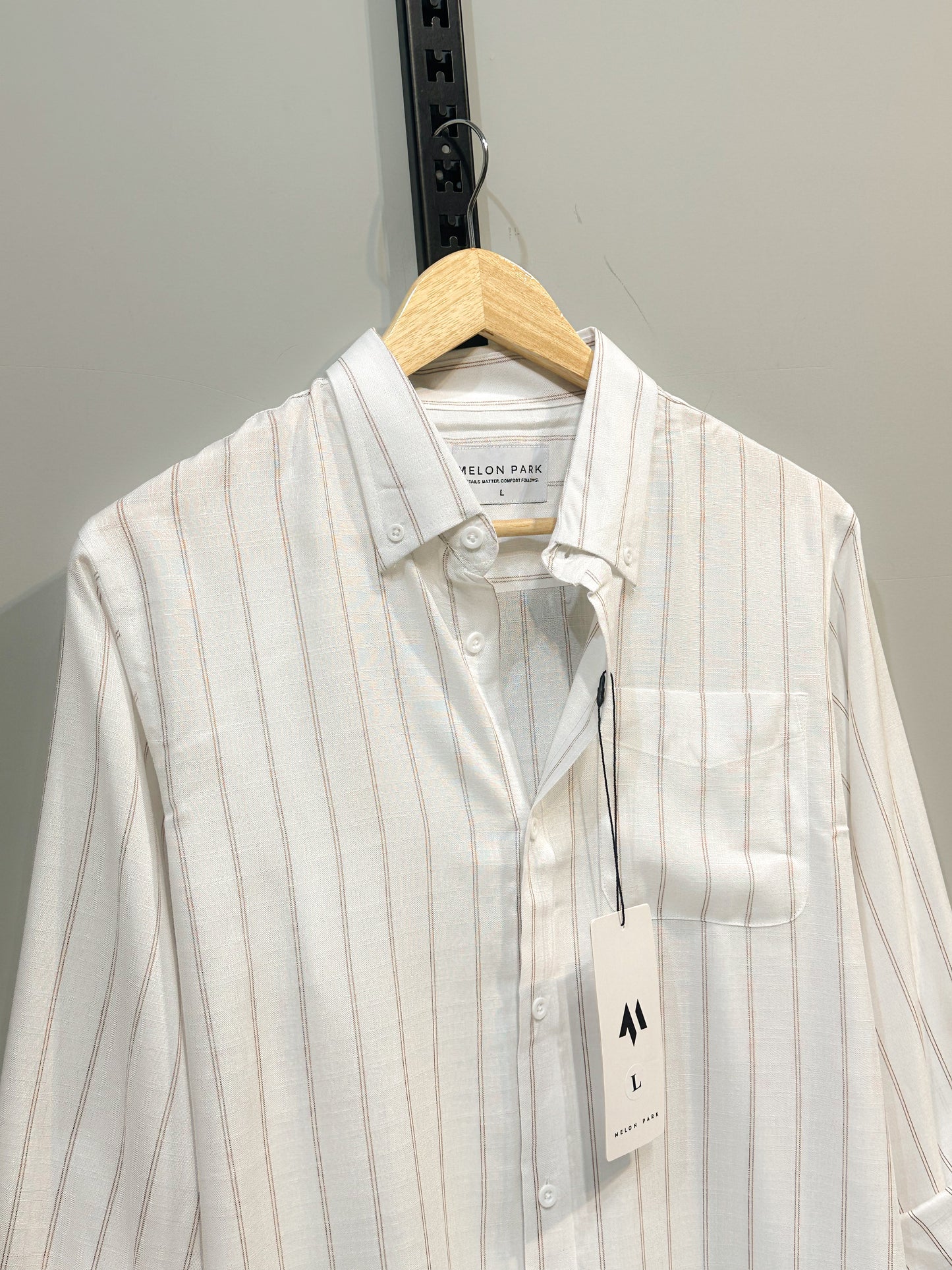 Old Money Full sleeve Shirt- White stripe