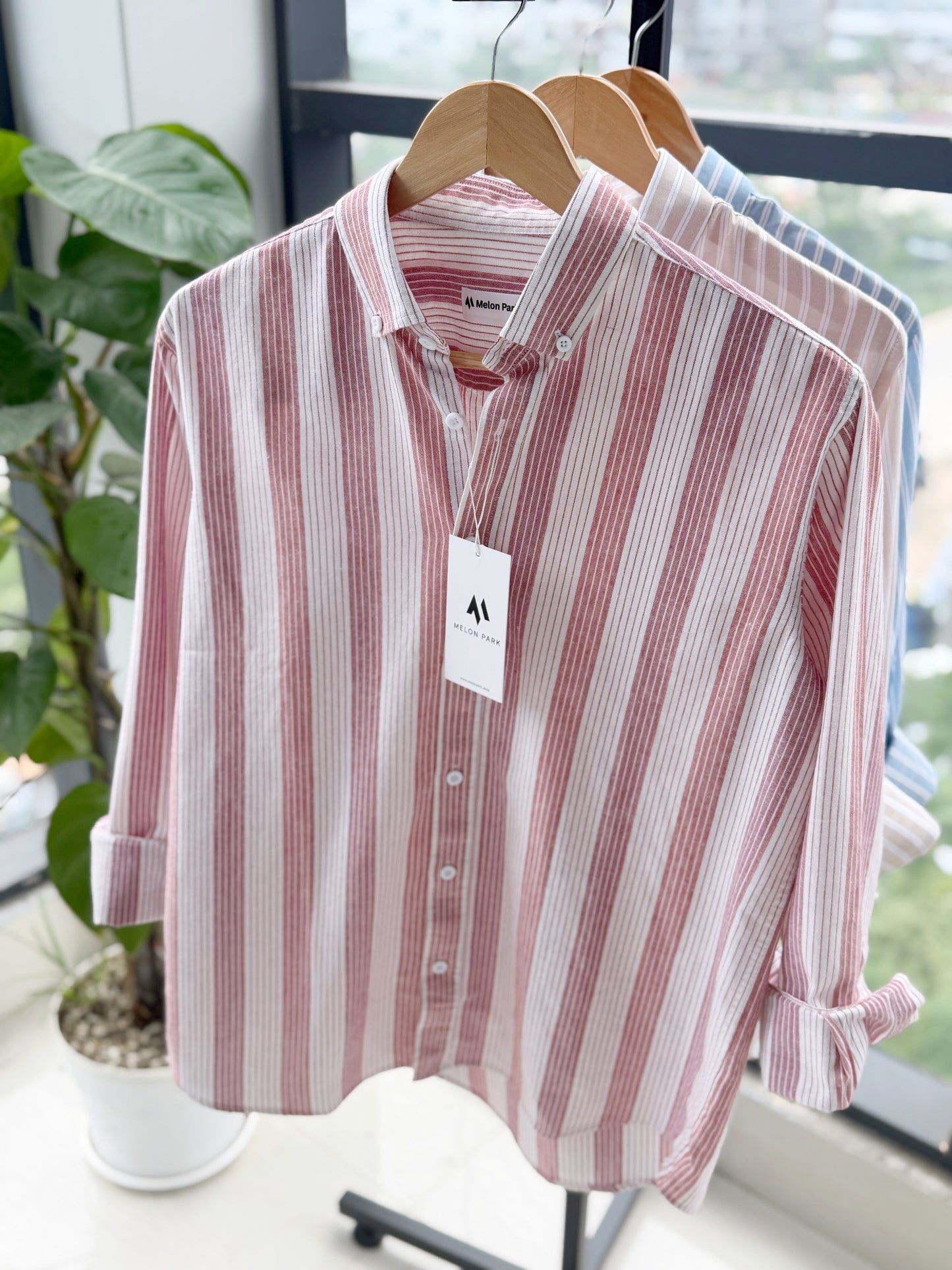 Gentle stripe shirt - Rosewood