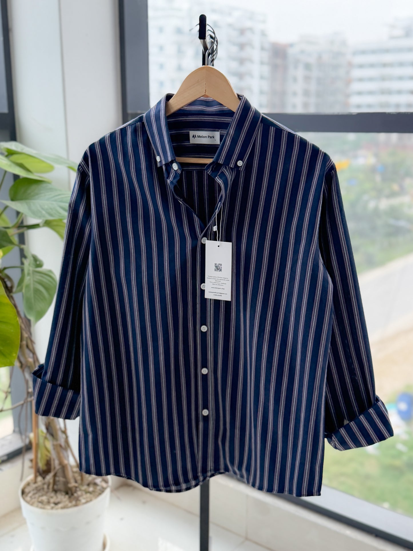 Gentle stripe shirt - Midnight Chalk stripe