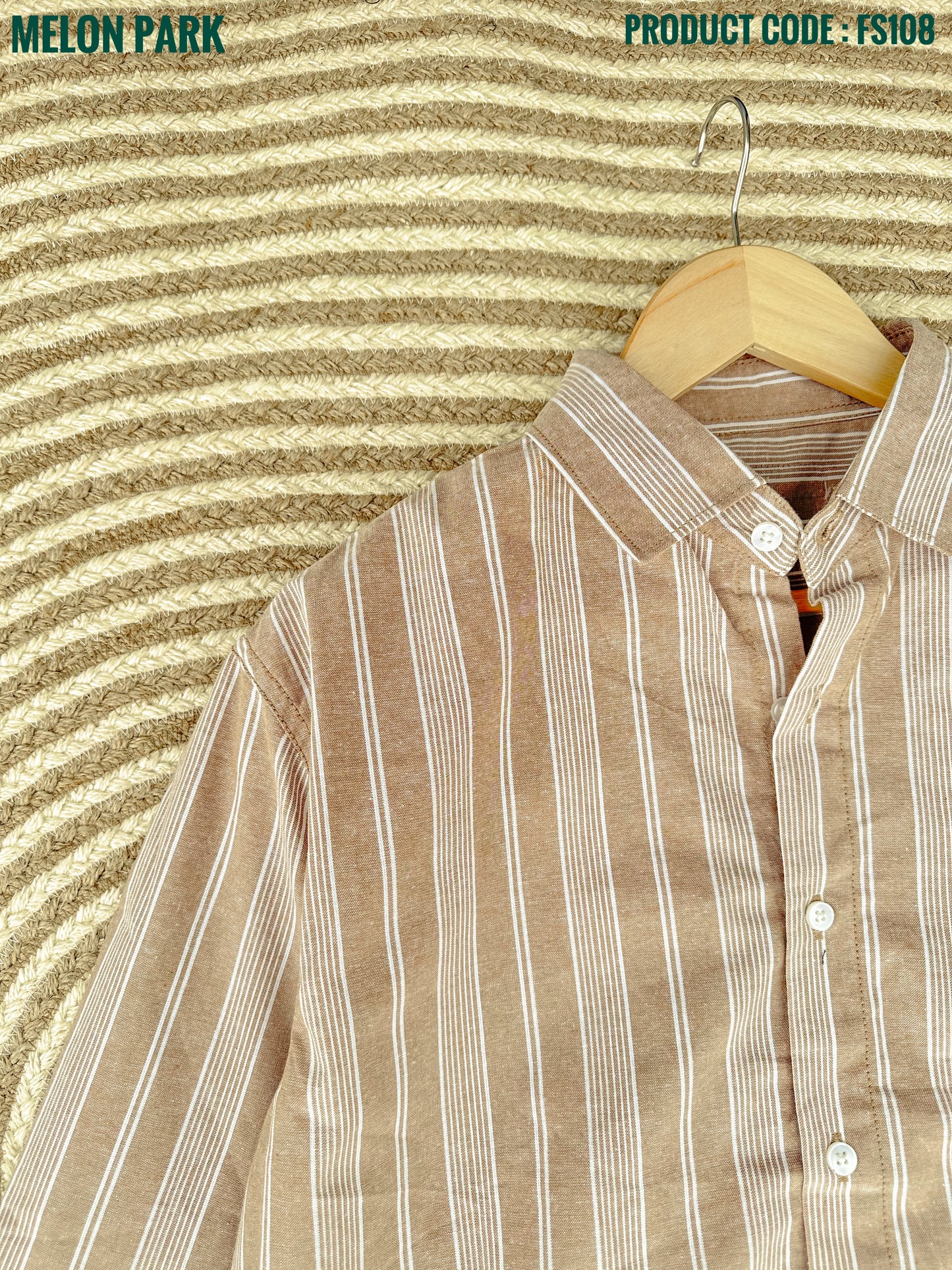 Gentle stripe shirt - Beige with White | FS108