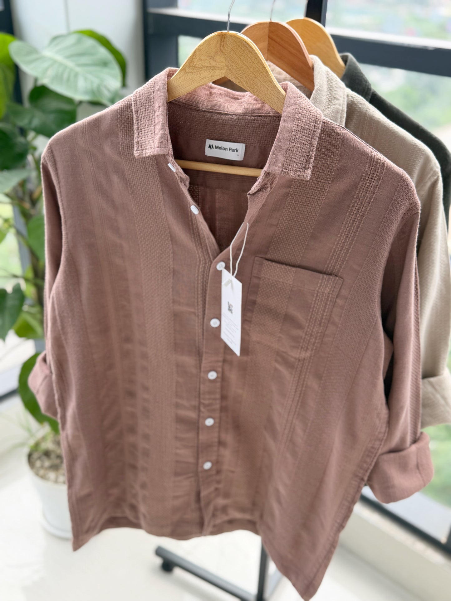 Crafted Dropshoulder Shirt - Peach