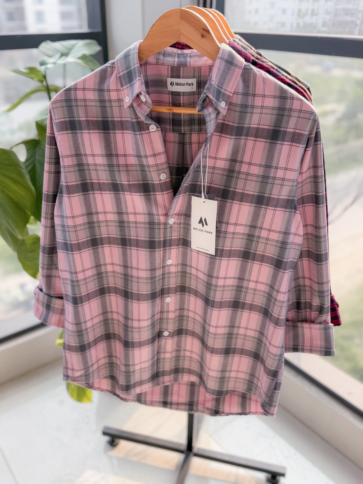 Gentle check shirt - Dusty Coral