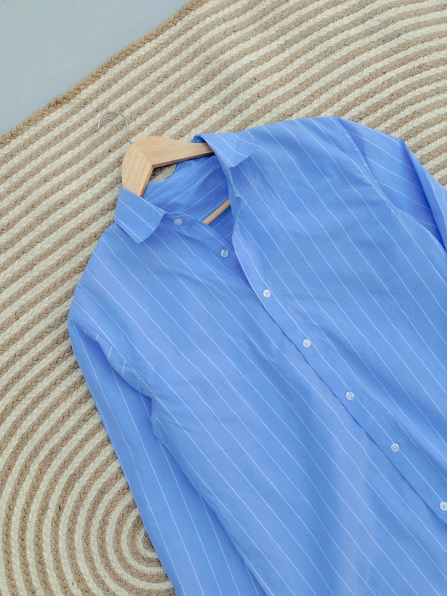 Gentle stripe shirt - Sky Blue Big Stripe