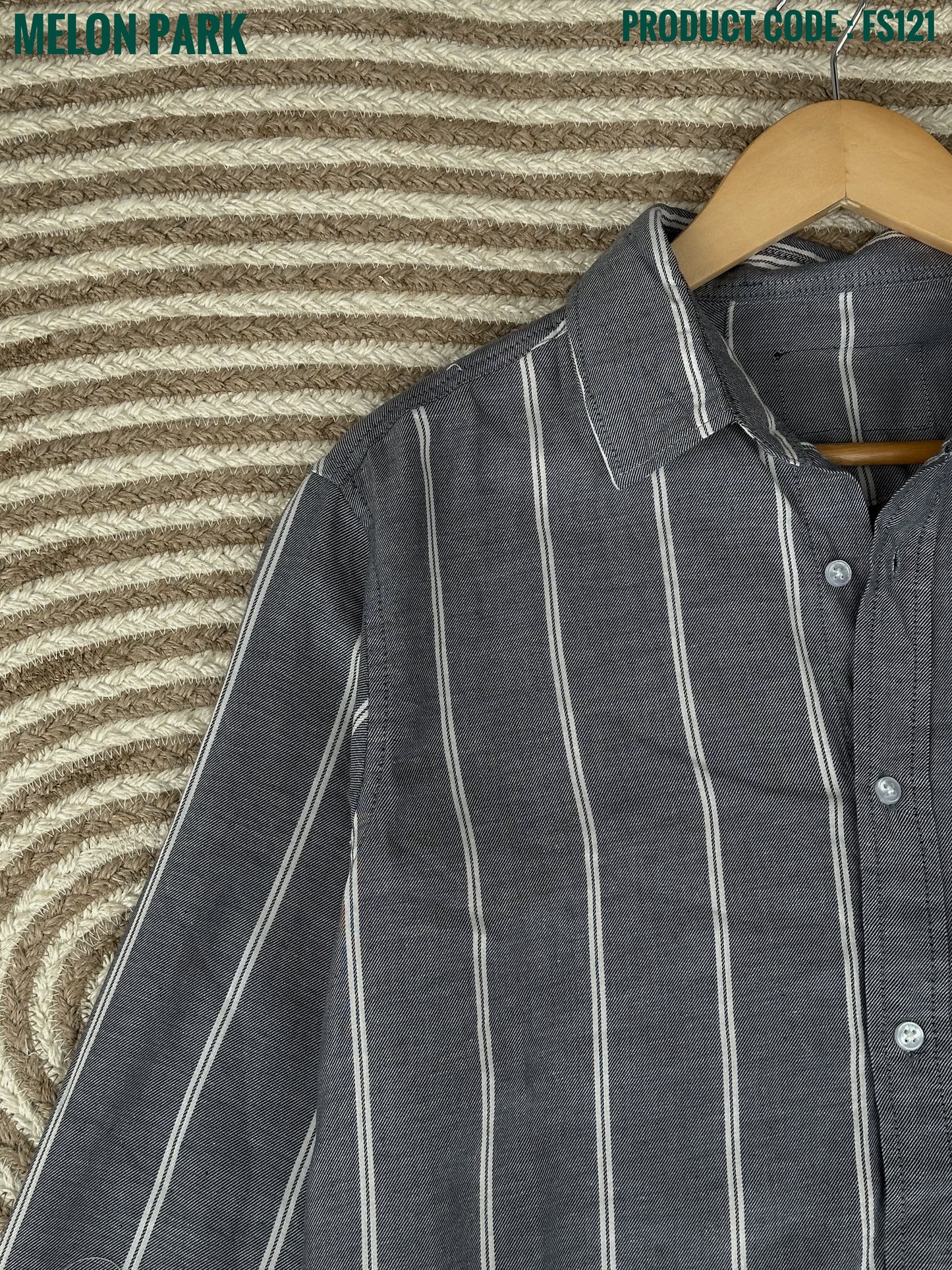 Gentle stripe shirt - Grey big stripe | FS121