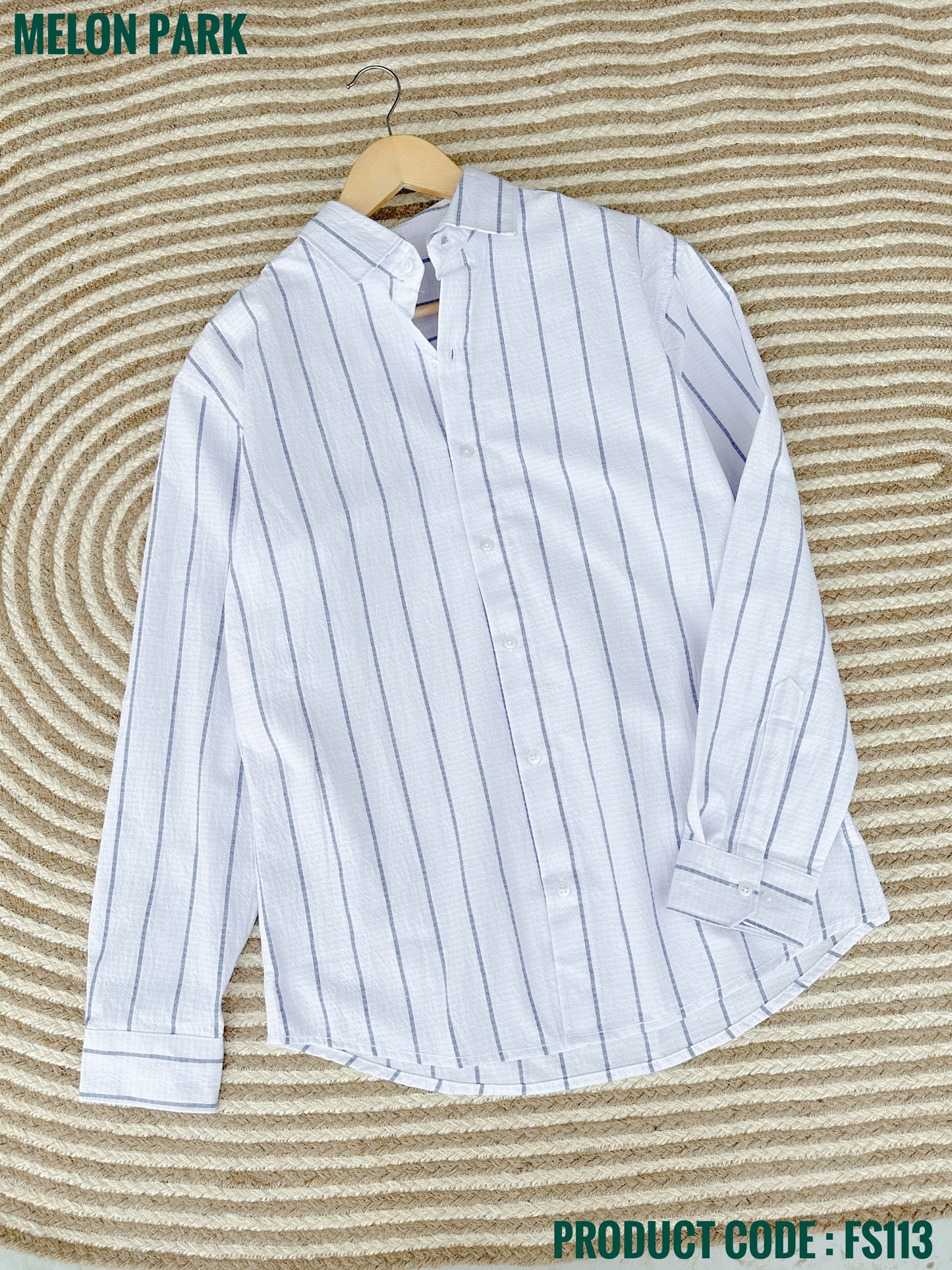 Gentle stripe shirt - White with Blue | FS113