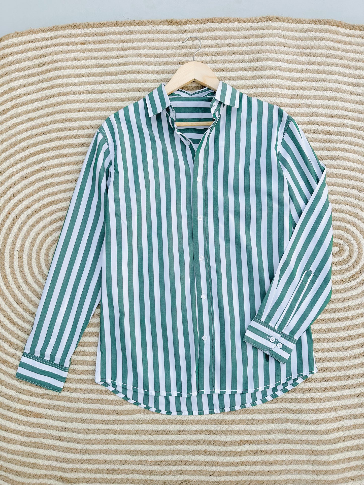 Gentle stripe shirt - Green With white