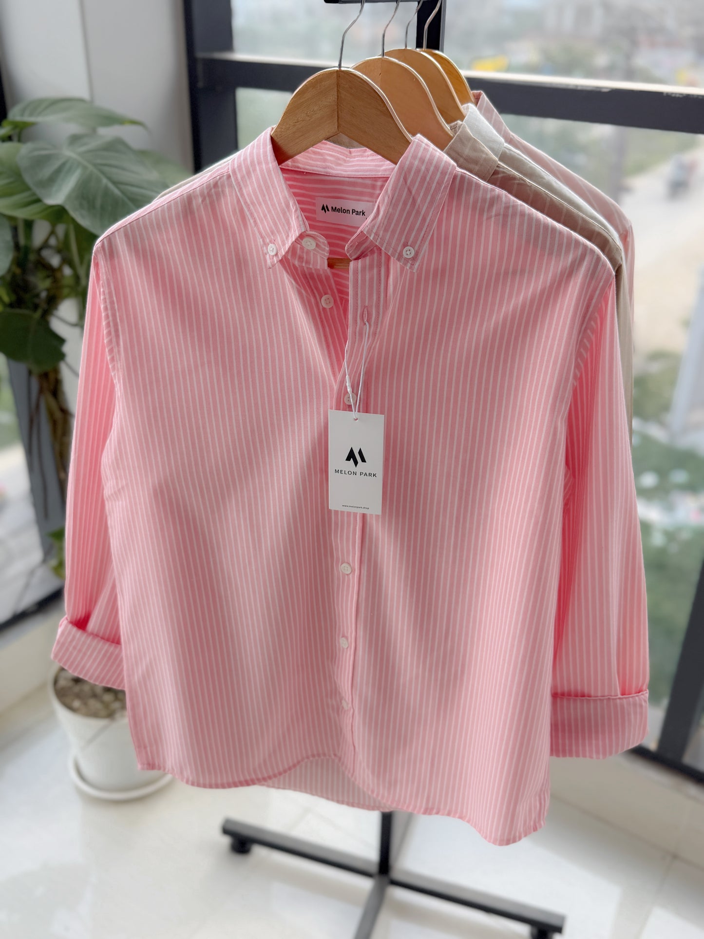 Gentle stripe shirt - Flamingo