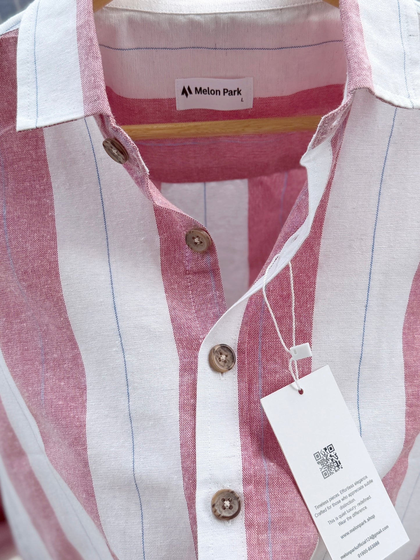 Gentle stripe Drop-shoulder shirt - Raspberry Sorbet