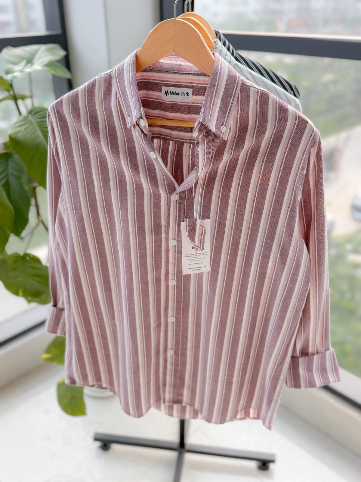 Gentle stripe shirt - Sunset Mauve