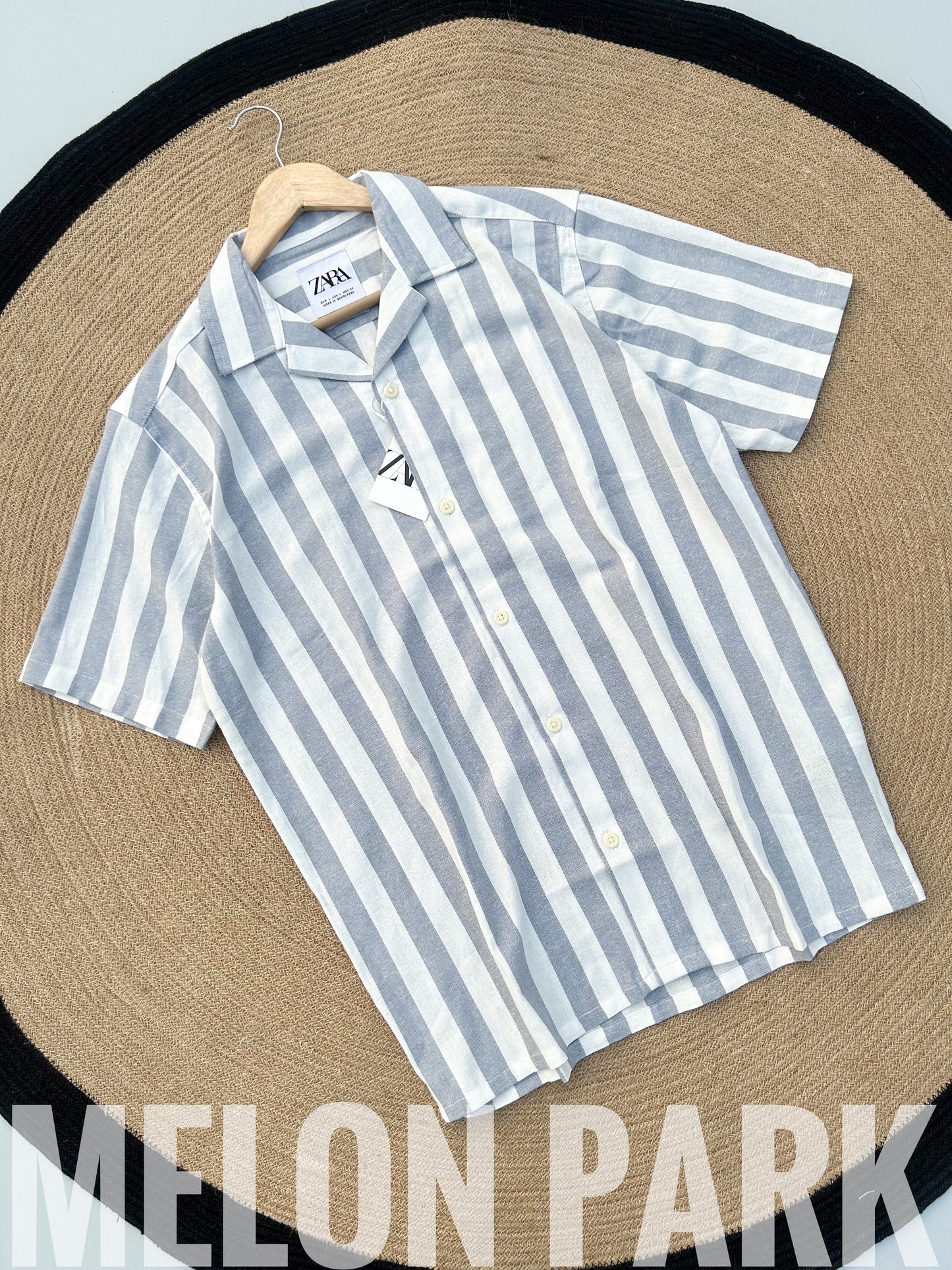 White-Grey stripe Old Money Cuban Shirt