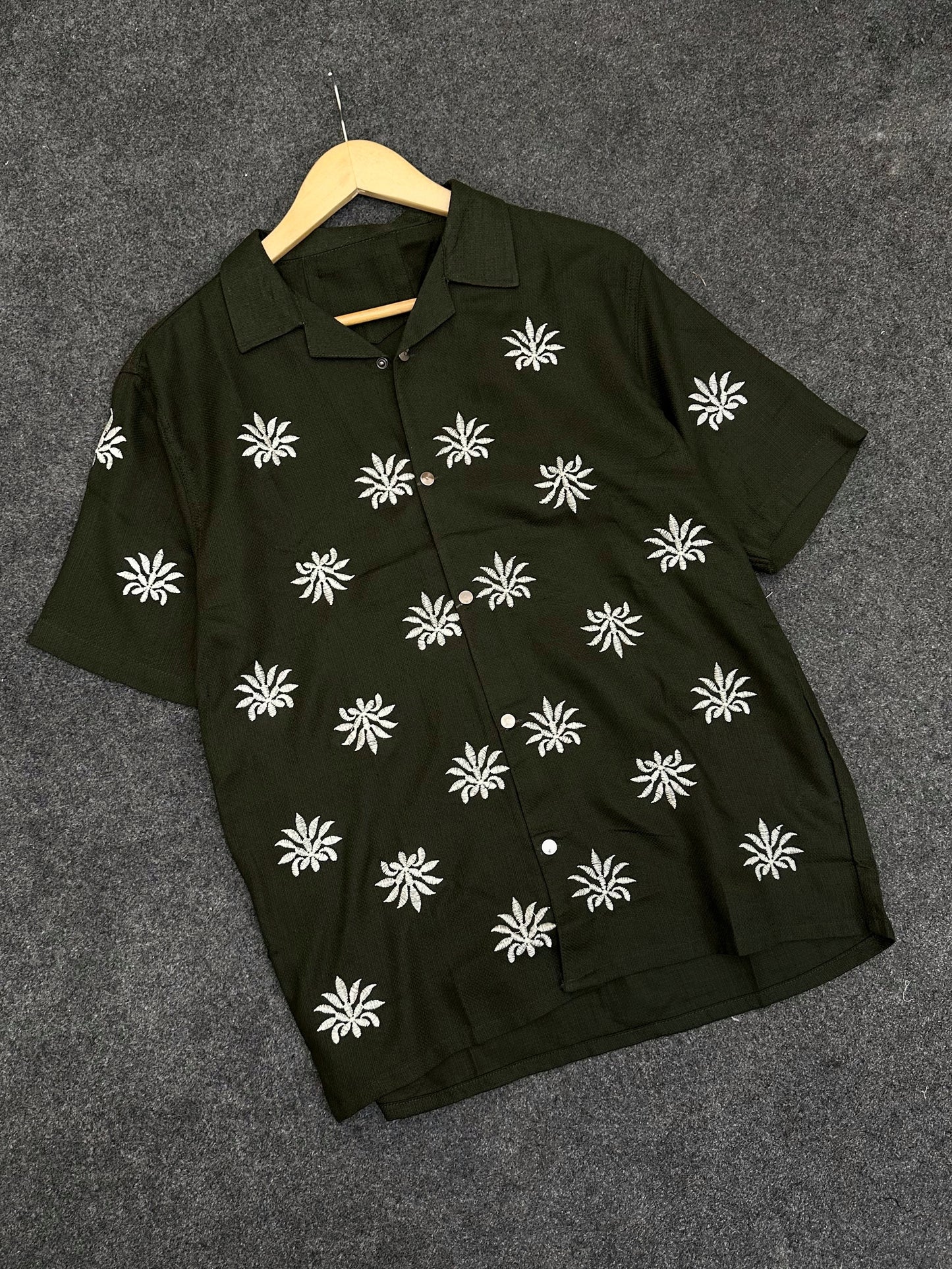 Olive Floral Cuban Shirt