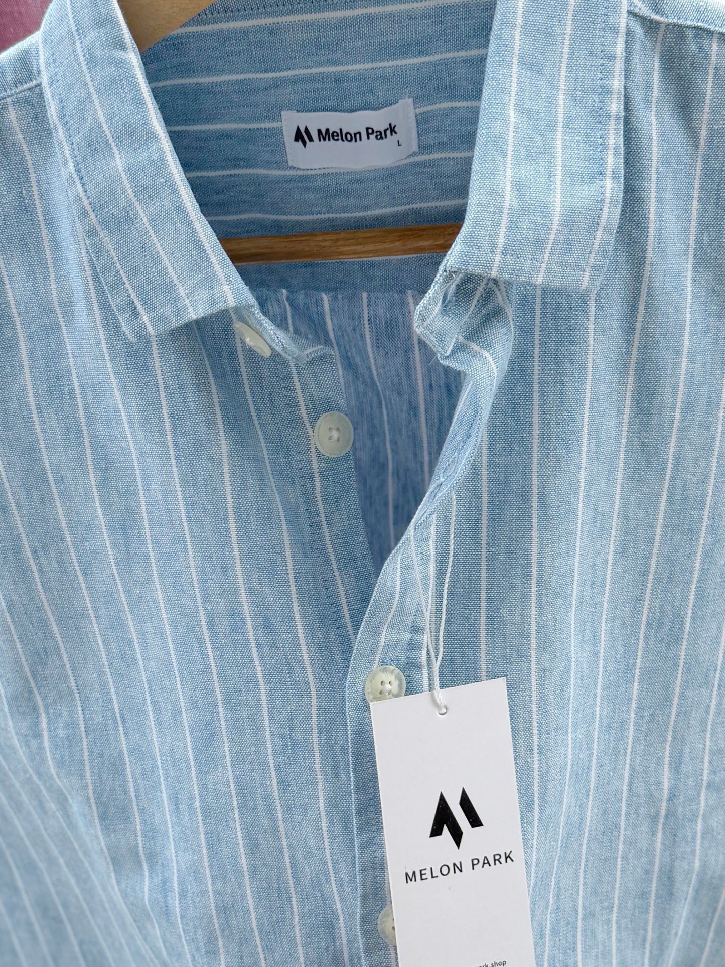 Gentle stripe Drop-shoulder shirt - Seaside stripe