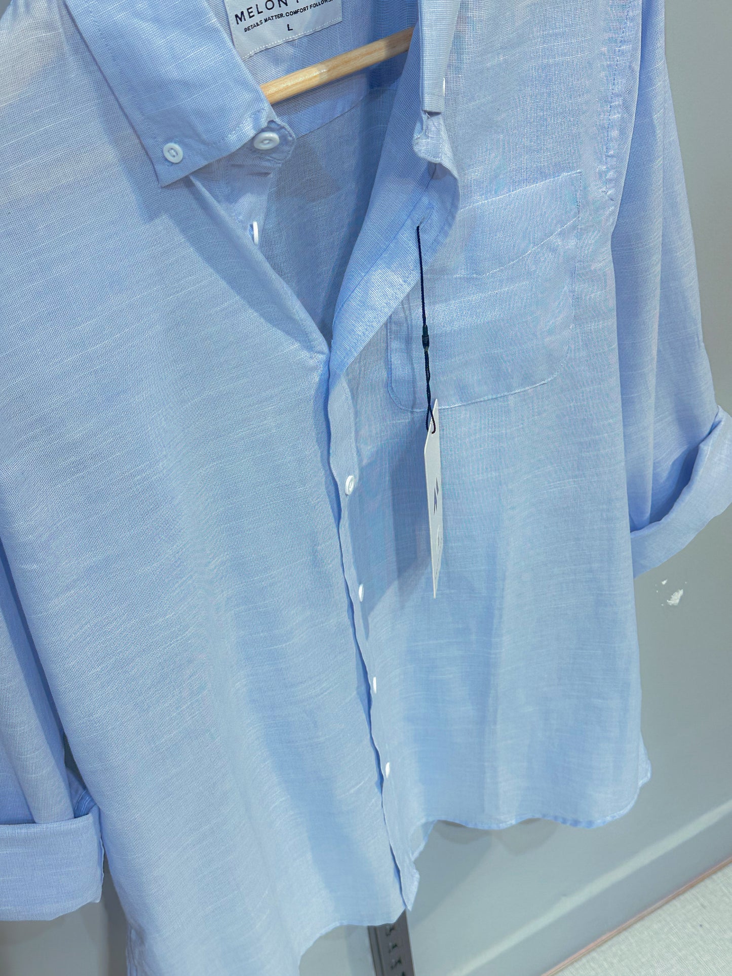 Linen Full sleeve Shirt- Soft Sky Blue