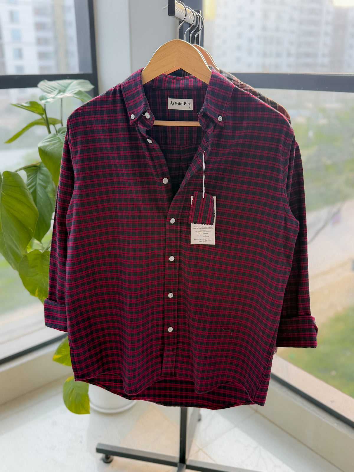 Gentle check shirt - Cherry Onyx