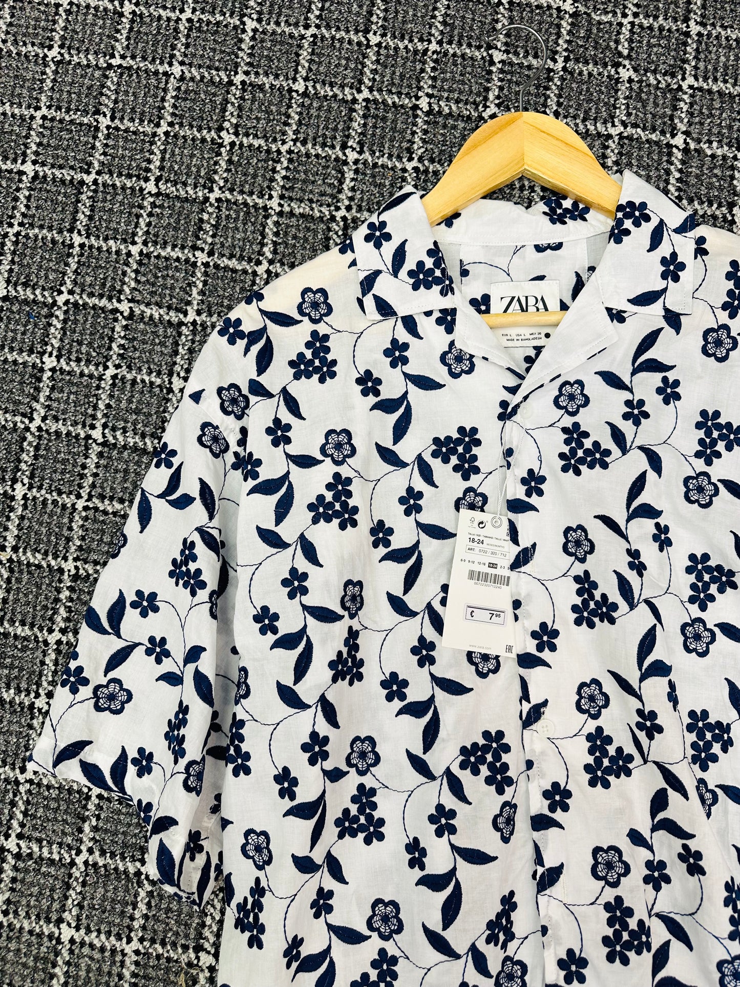 Cuban half shirt - Floral Embroidered