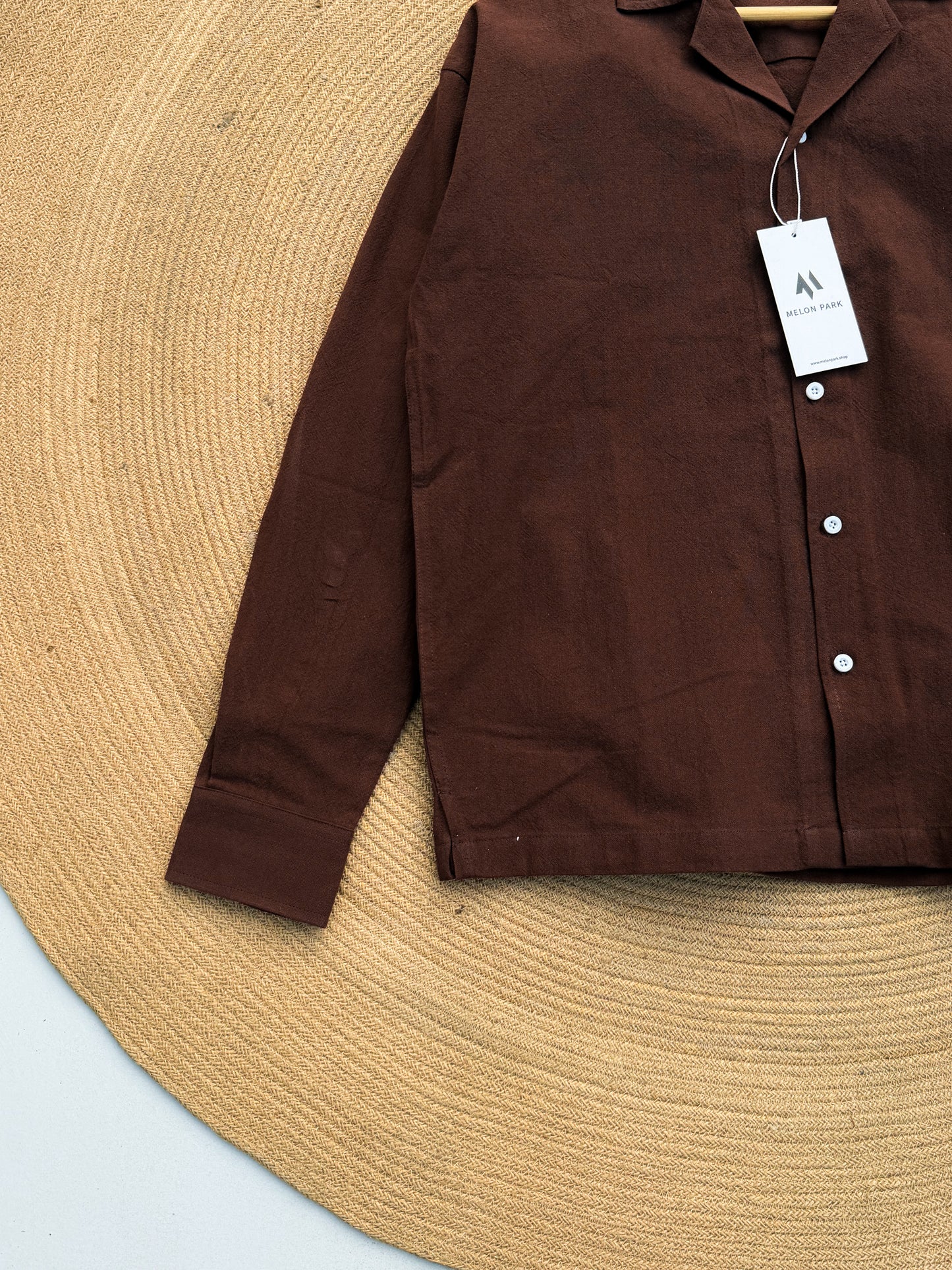 Drop-shoulder Cuban full sleeve shirt - Chocolate