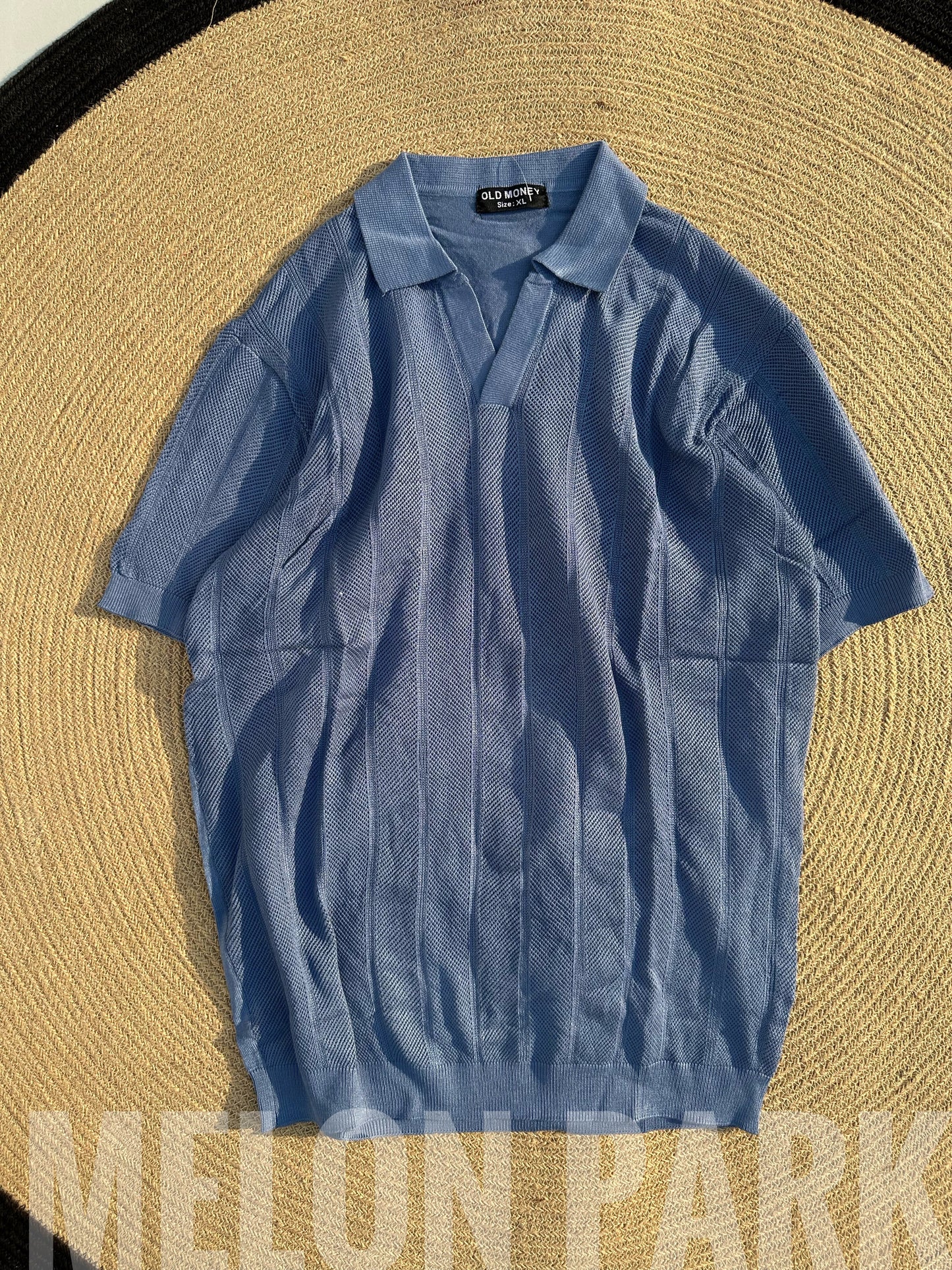 Navy Blue Handcrafted Knitted Polo
